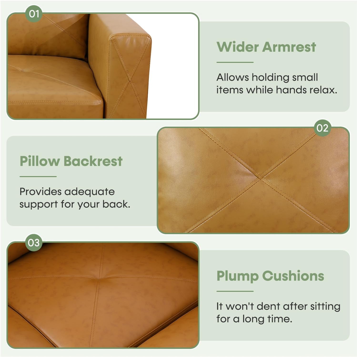 Leather Sectional  L Shape Sofa With Storage Ottoman - Ginger