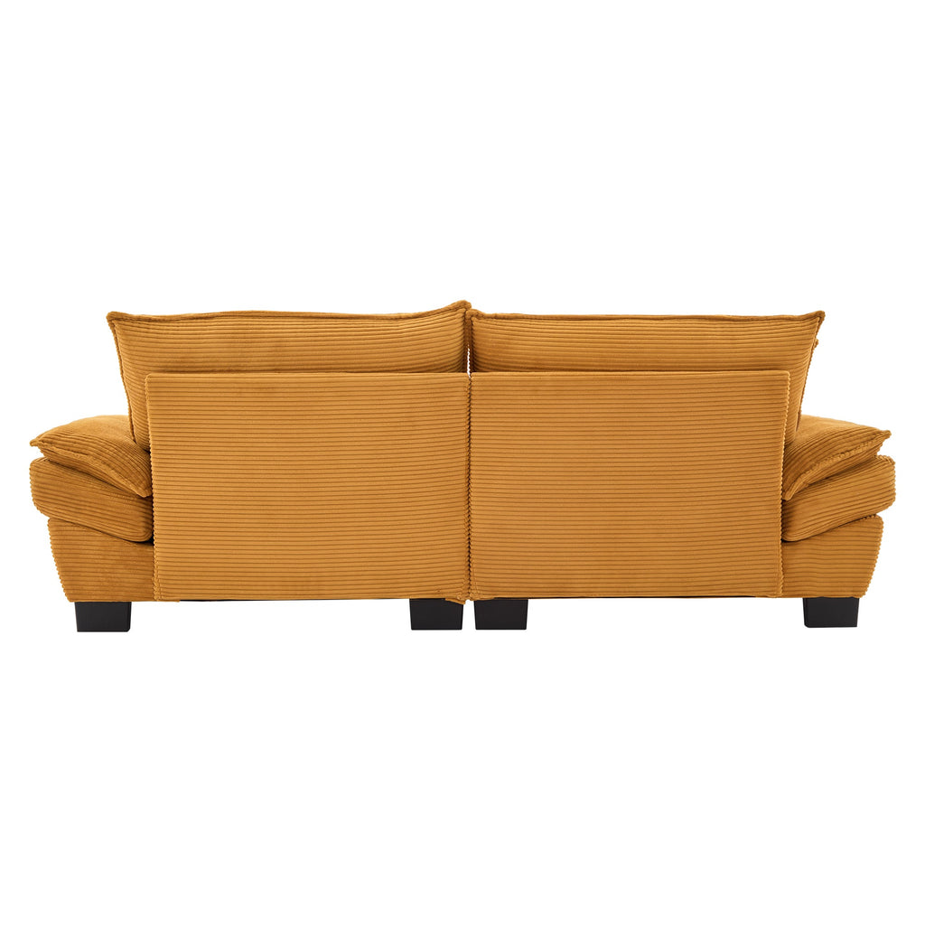 Comfy Corduroy Loveseat Sofa with Pillows  - Yellow