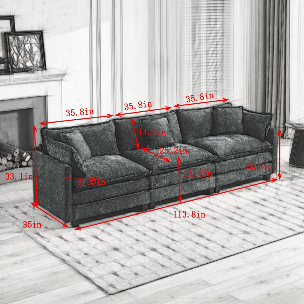 Cloud Sofa Chenille Fabric in Beige - Ottoman not included