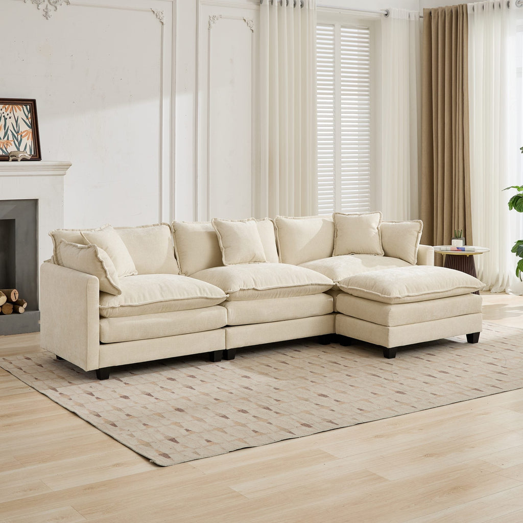 Cloud Sofa Chenille Fabric in Beige - Ottoman not included