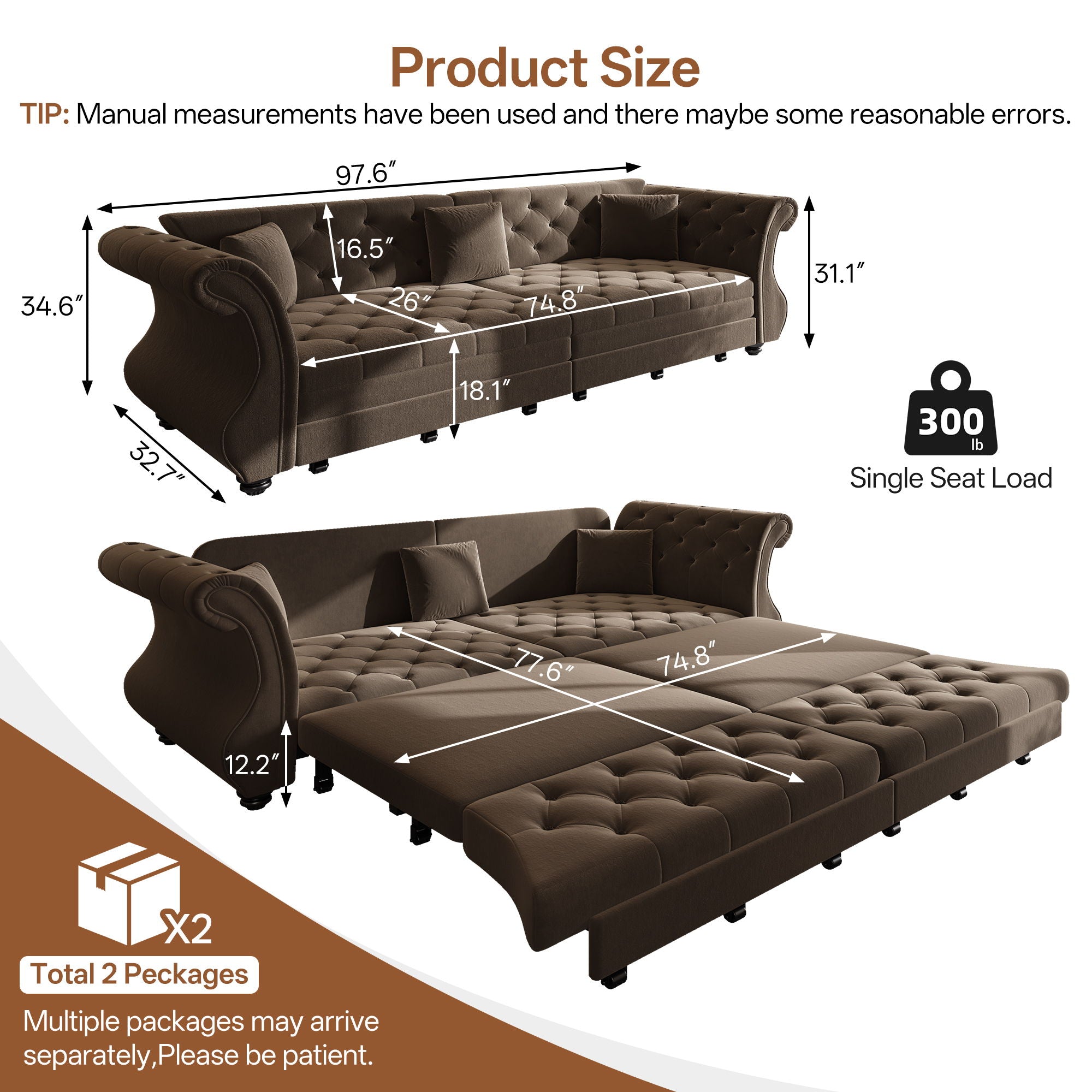 Oversized Chesterfield Sofa Bed
