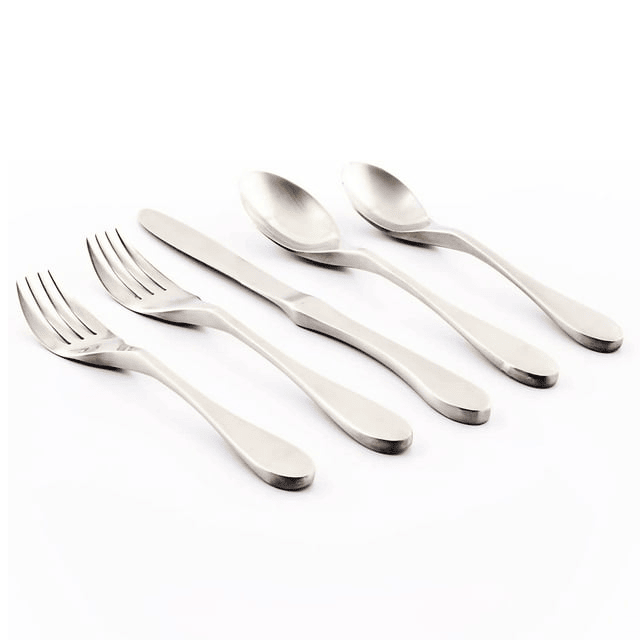 Knork Original Stainless Steel Silverware, 5 Piece Setting, Matte Silver