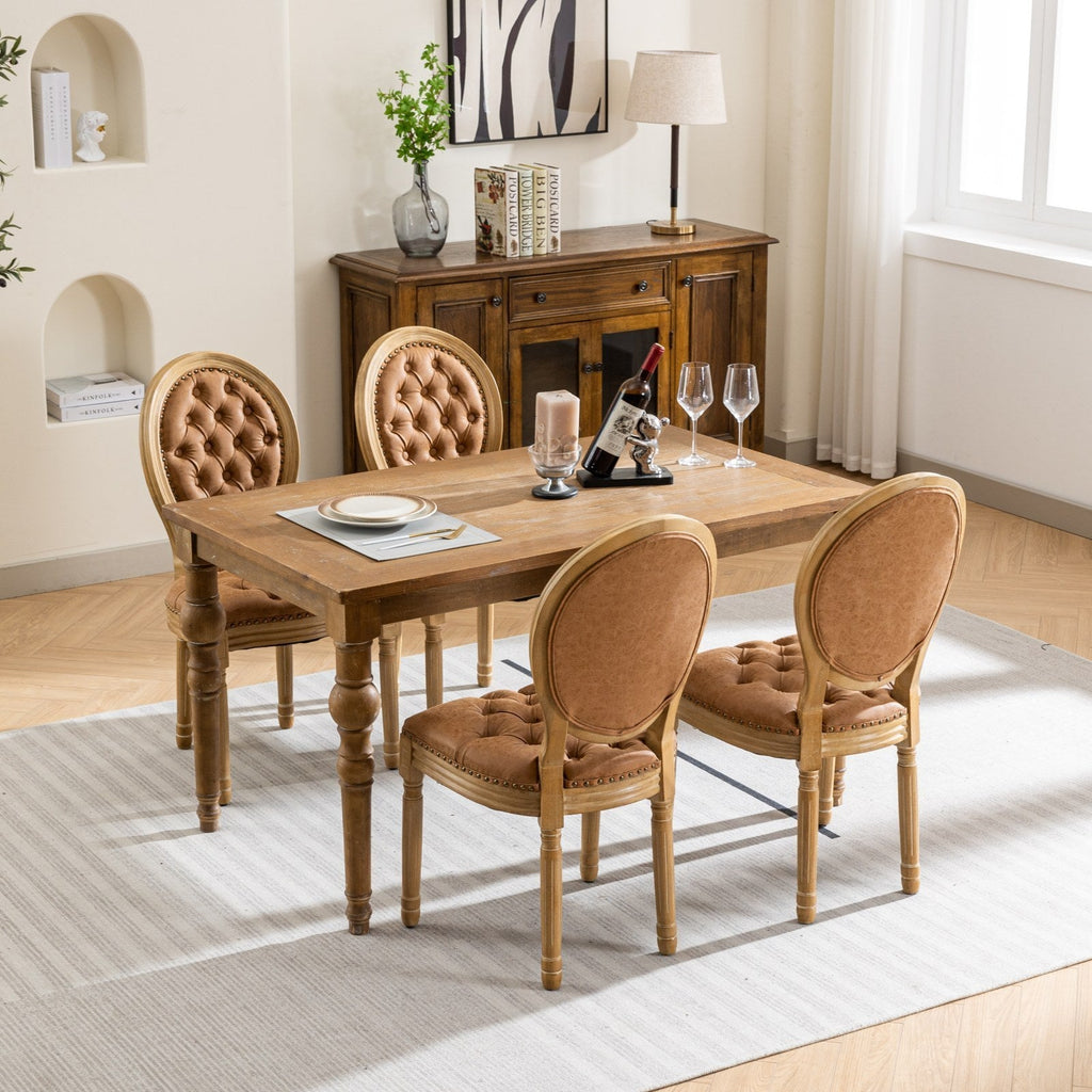 Set of 2 French Style Solid Wood Dining Chairs