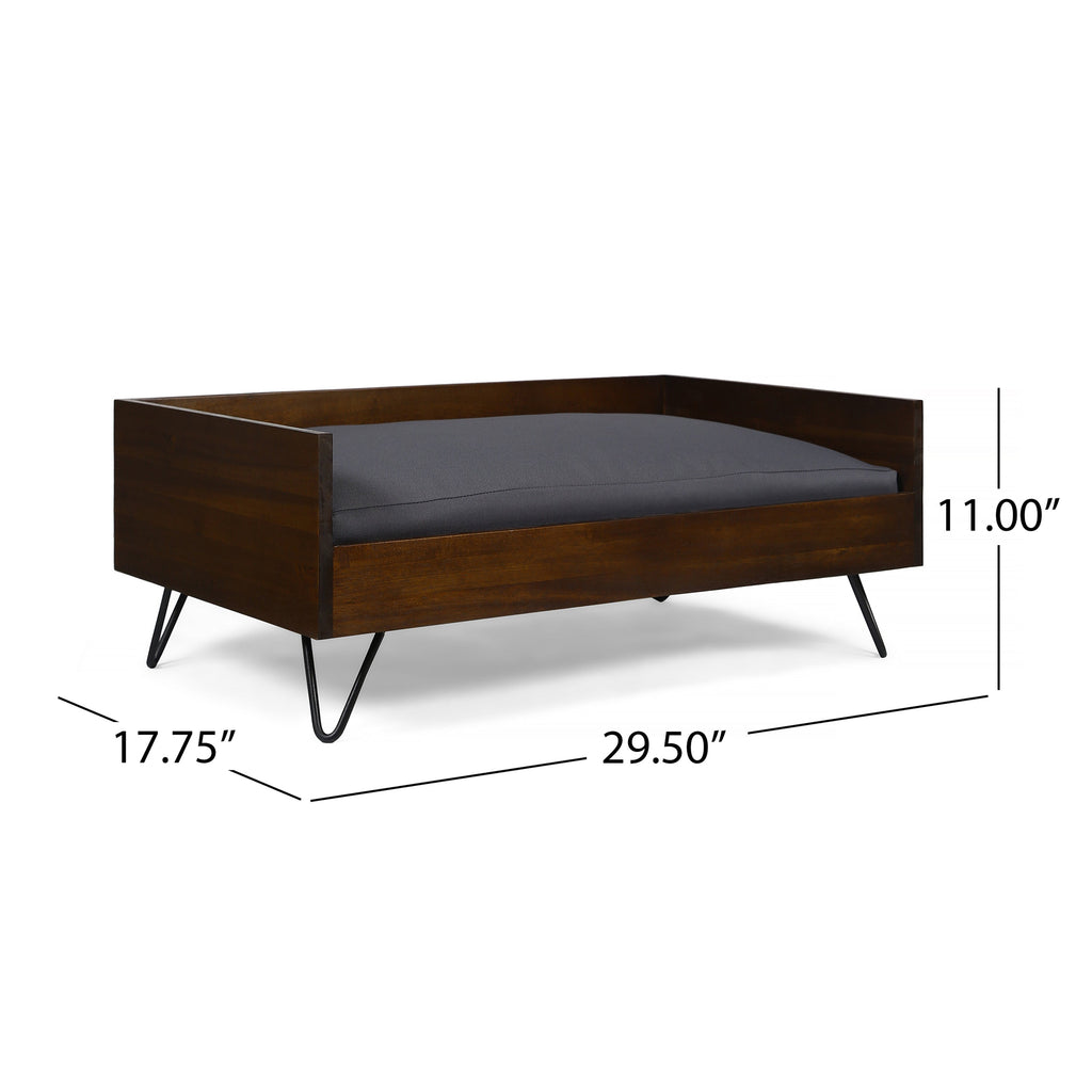 Acacia Wood Pet Bed with Sleek Hairpin Legs