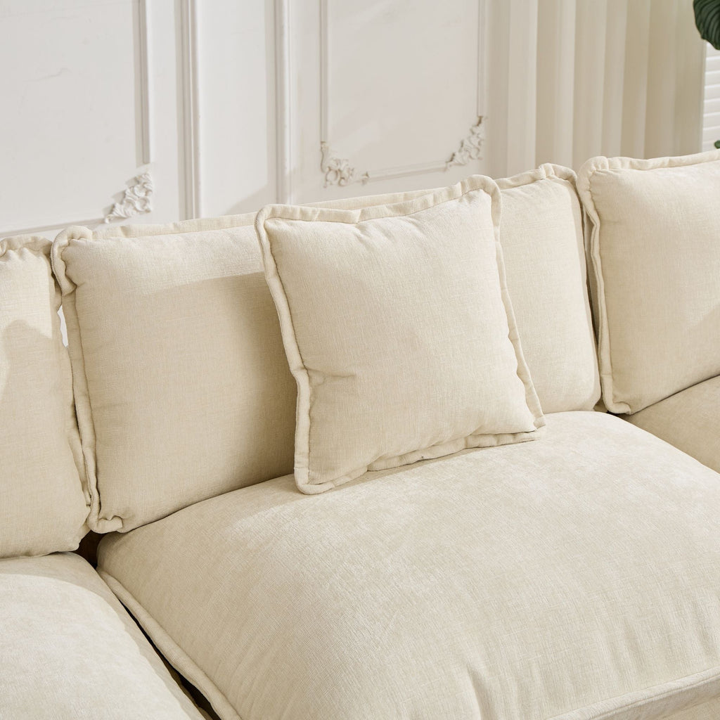 Cloud 4-Seats Sofa with Chenille Fabric in Beige - Ottoman not included