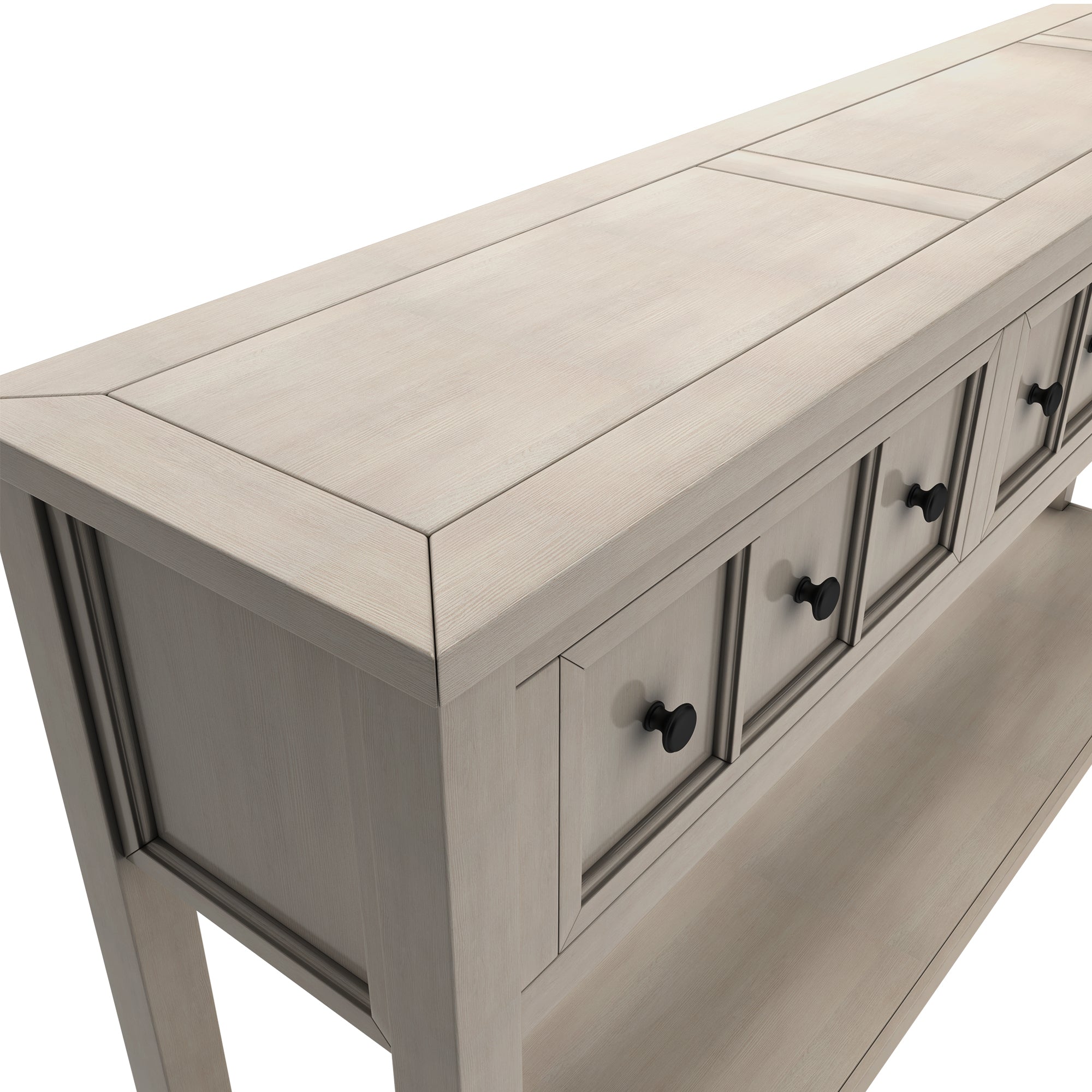 Rustic Entryway Console Table with Drawers and Bottom Shelf for Storage (Gray Wash)