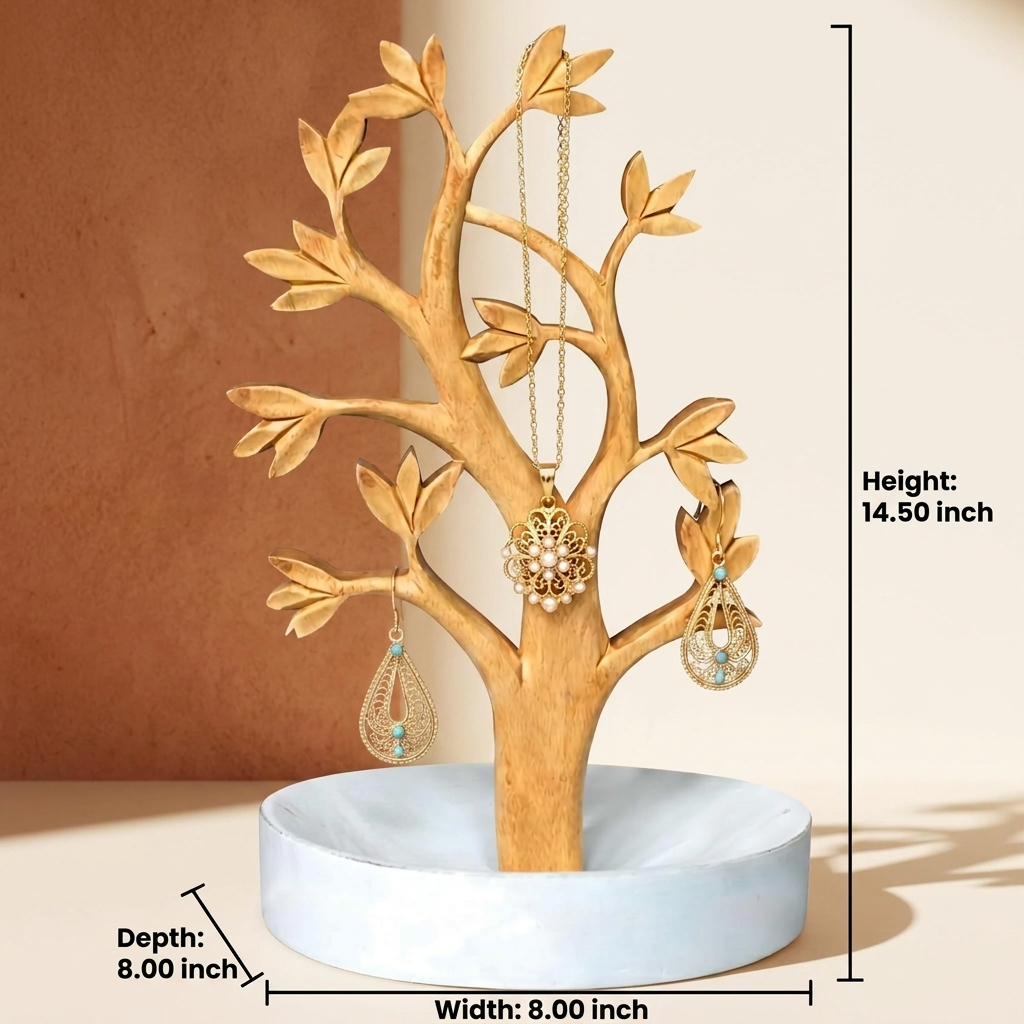Timber Grace –  Handmade Solid Wood Jewelry Tree Organizer Stand