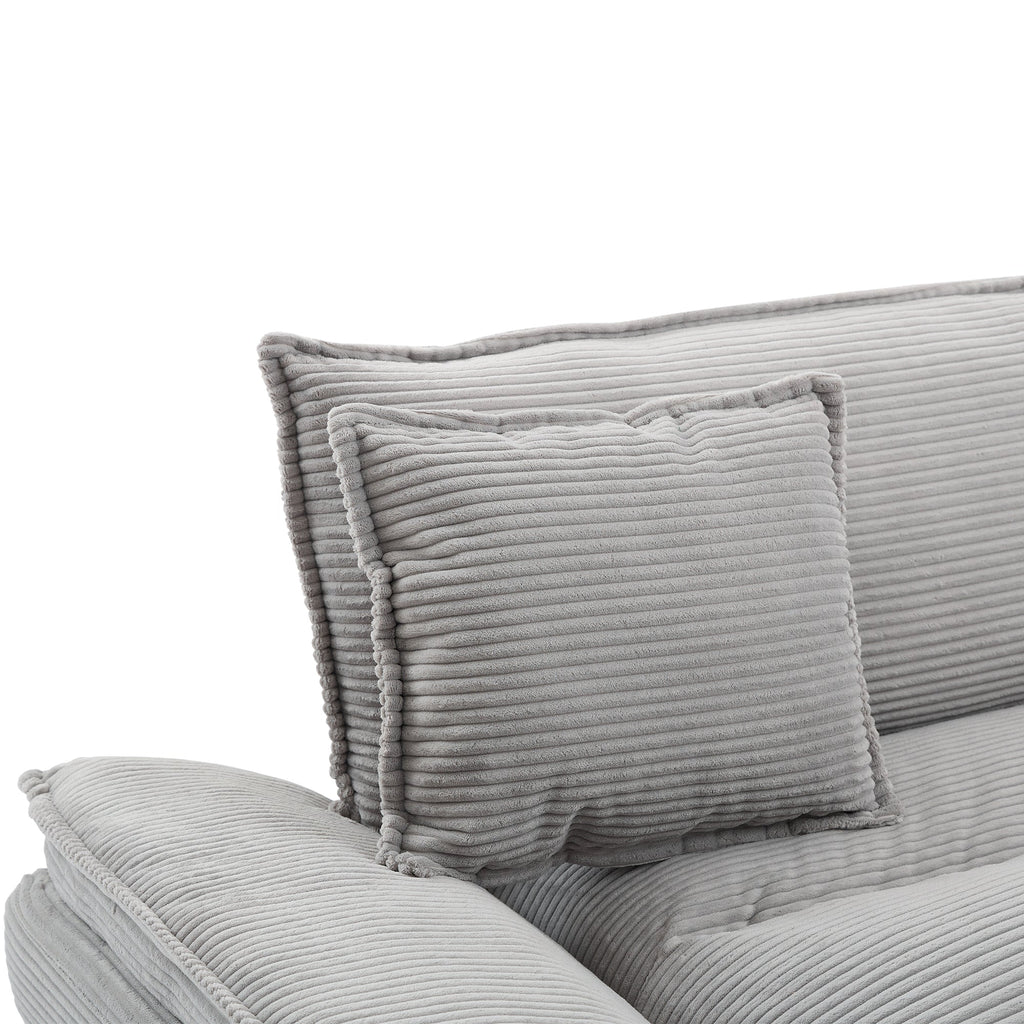 Corduroy Sofa Sleeper Couch Loveseat Sofa with Pillows - Light Gray