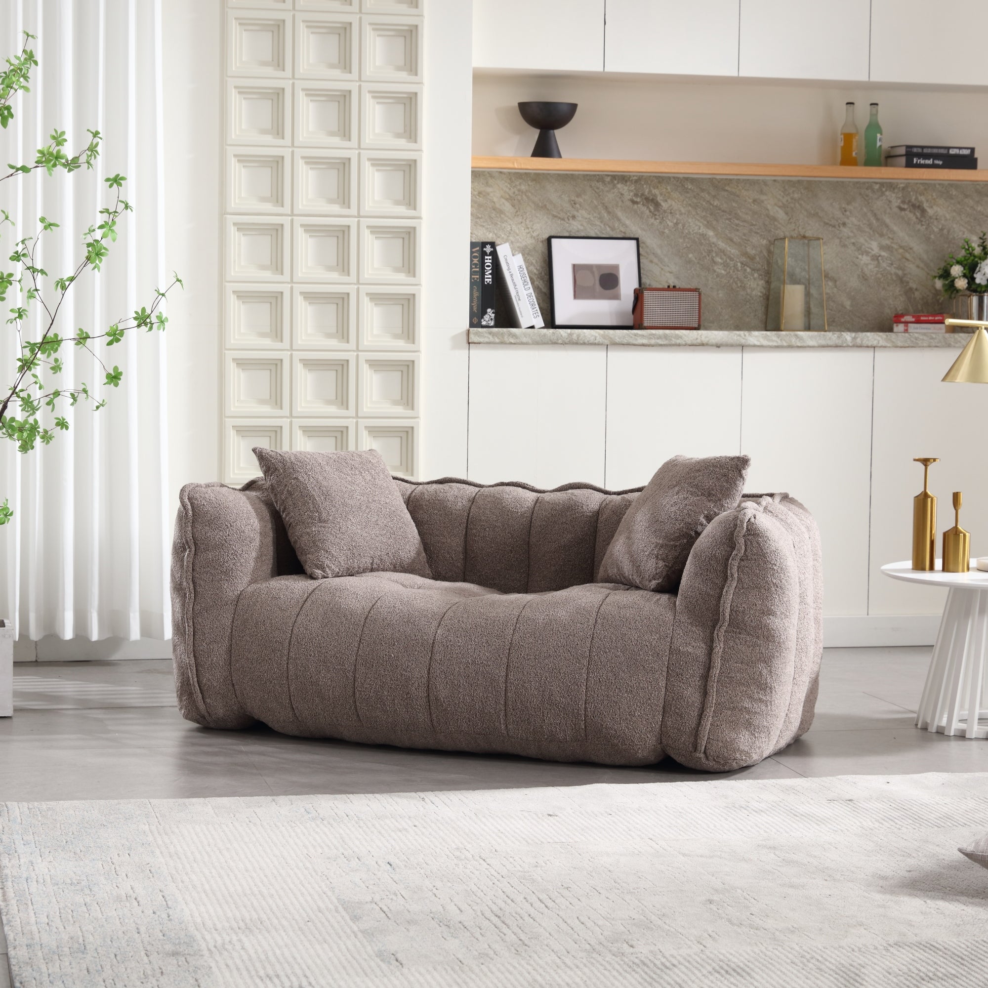 Cozy Beanbag Chair with High Resilience Foam Core in Gray