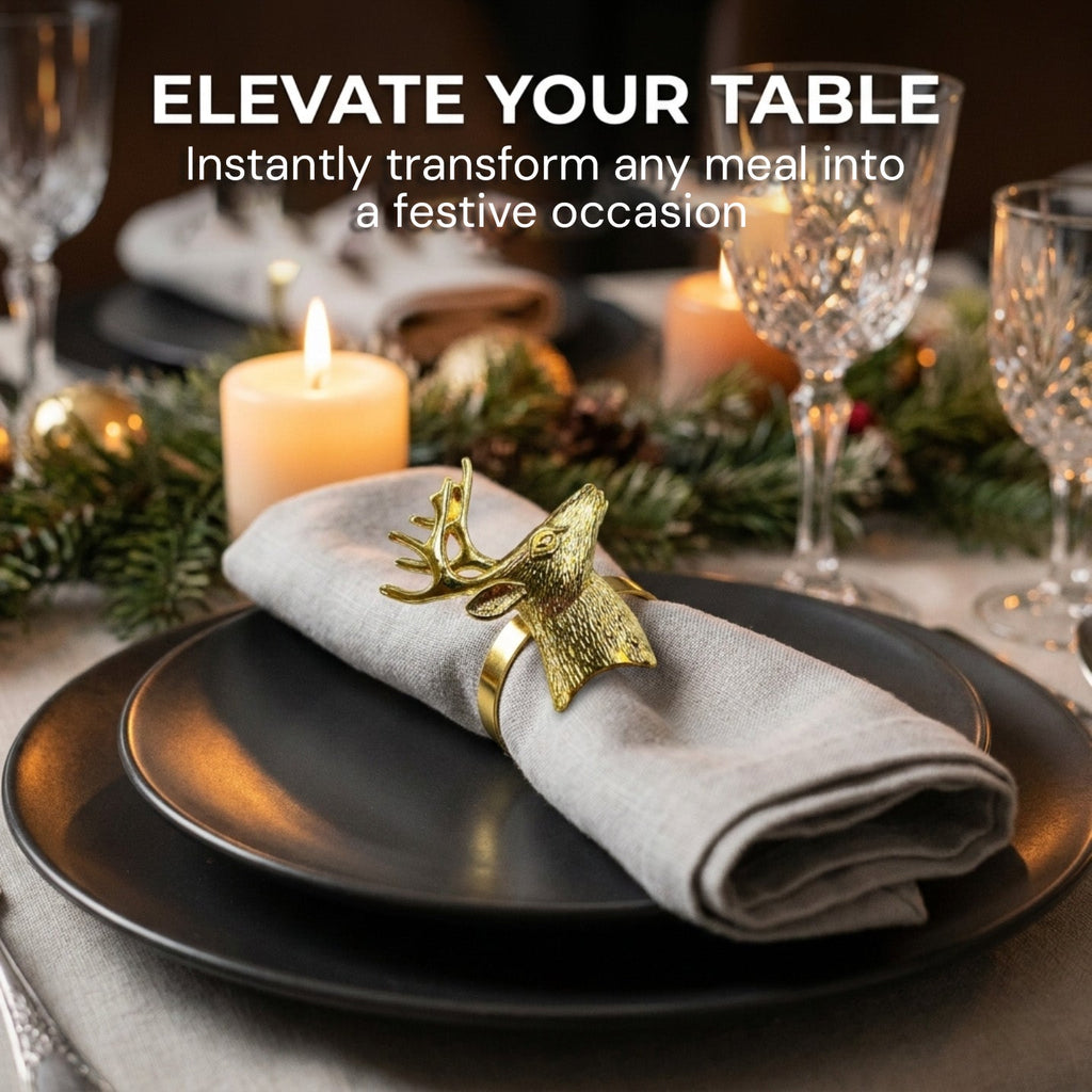 Gold Deer Decorative Napkin Rings