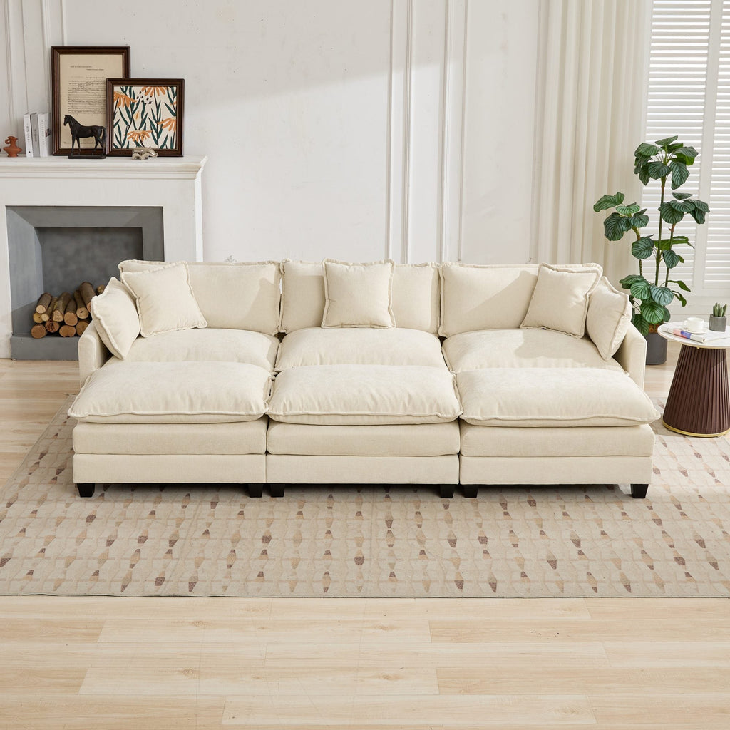Cloud Sofa Chenille Fabric in Beige - Ottoman not included