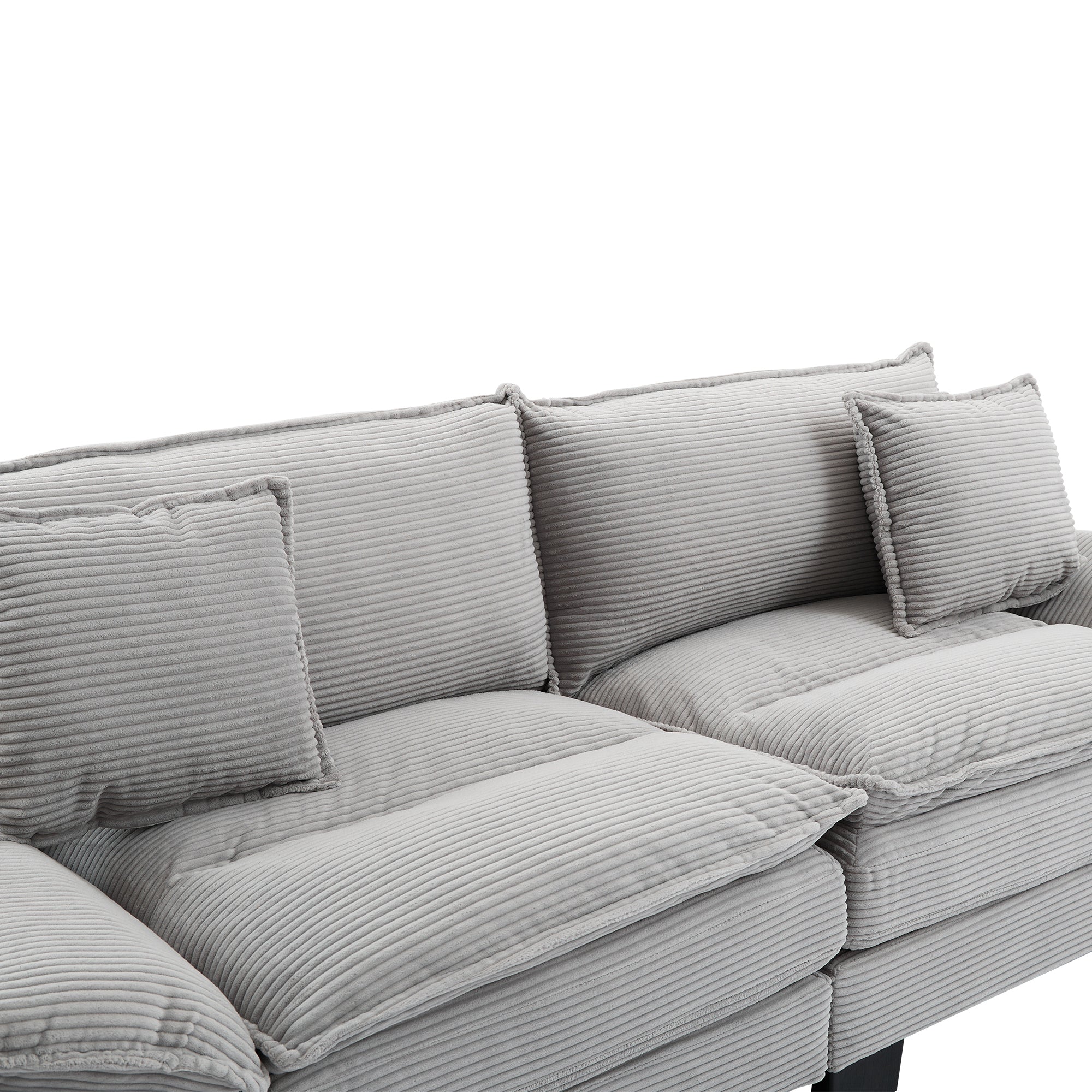 Corduroy Sofa Sleeper Couch Loveseat Sofa with Pillows - Light Gray