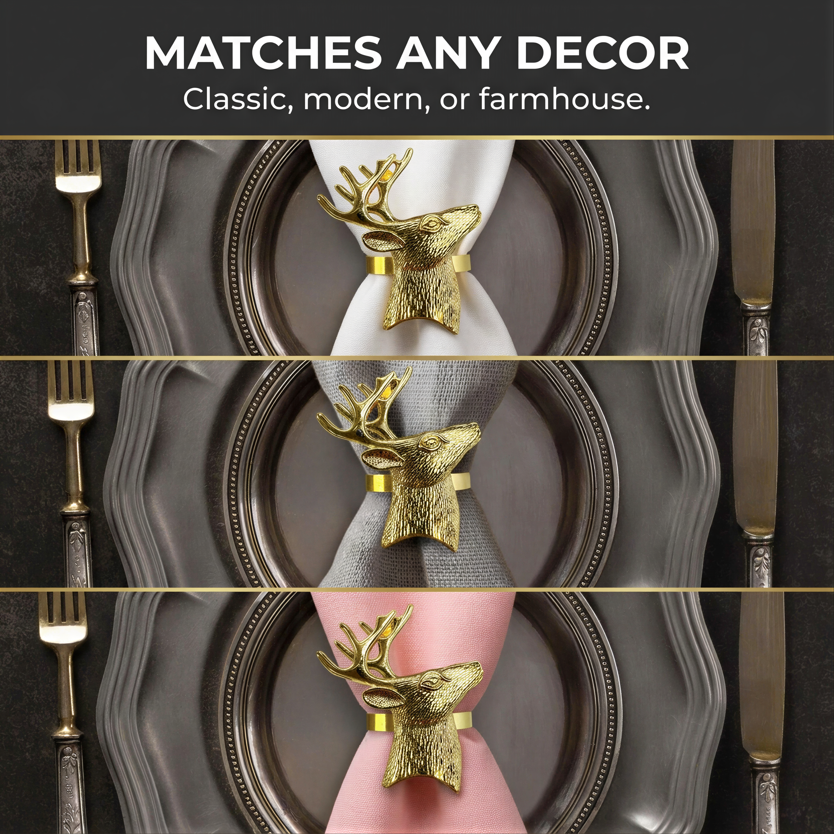 Gold Deer Decorative Napkin Rings