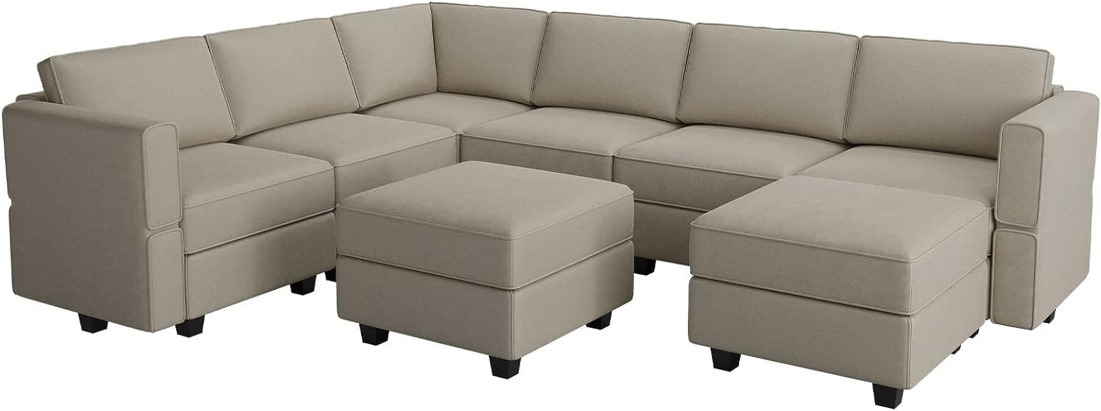 Modular U Shaped Velvet Sectional Sofa With Storage - Gray