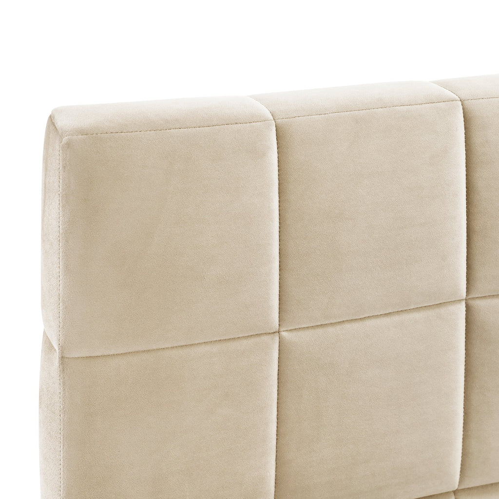 Full Size Beige Velvet Upholstered Daybed