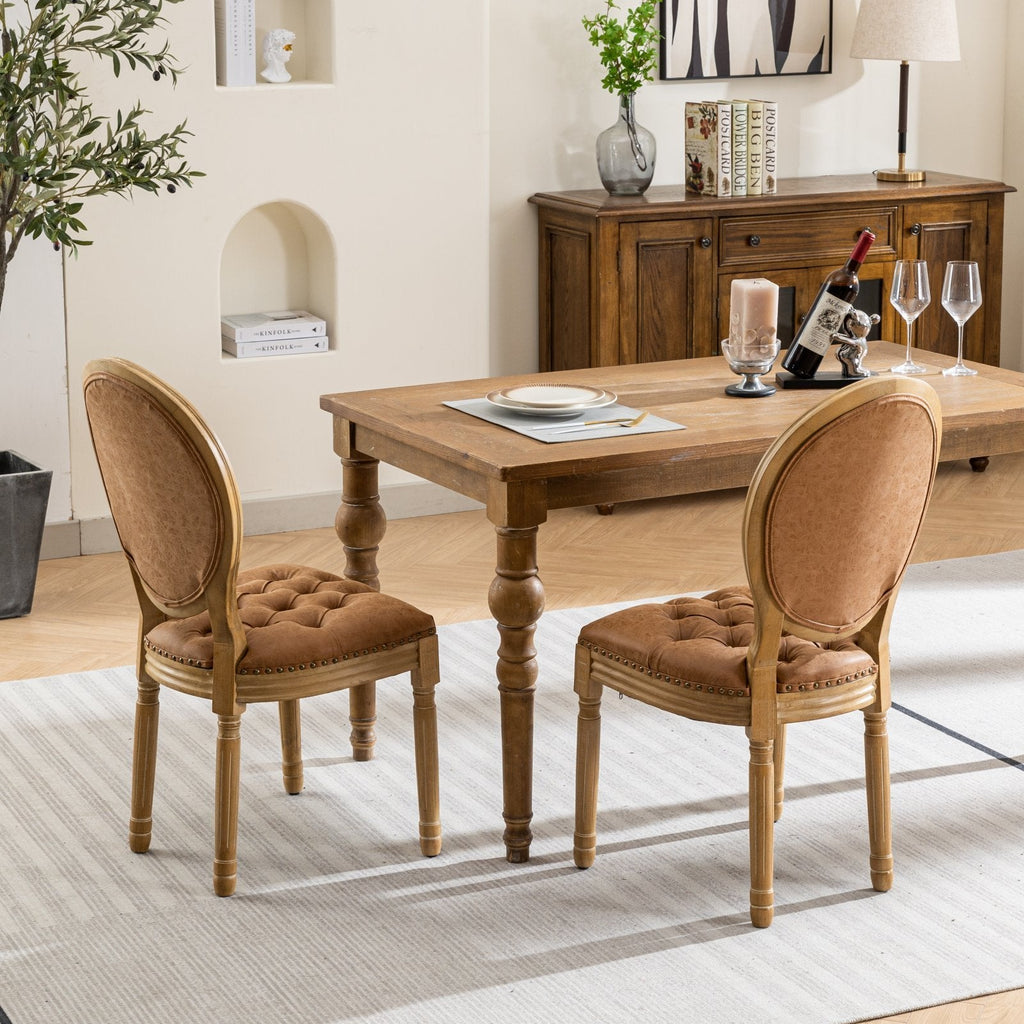 Set of 2 French Style Solid Wood Dining Chairs