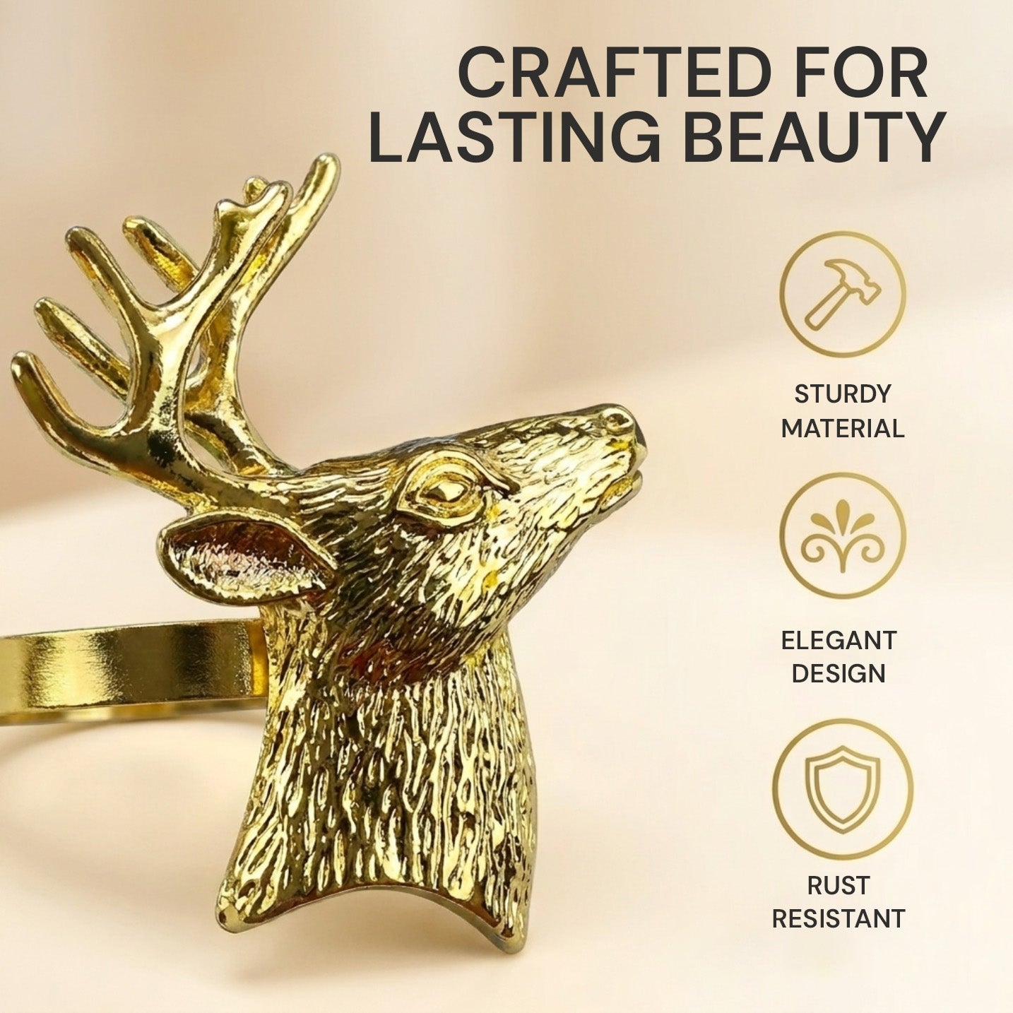 Gold Deer Decorative Napkin Rings