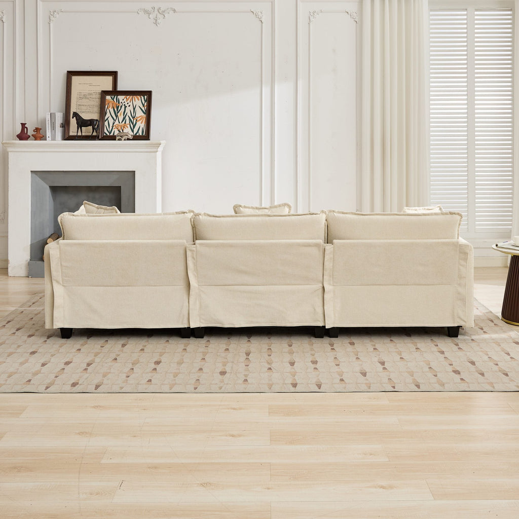Cloud Sofa Chenille Fabric in Beige - Ottoman not included