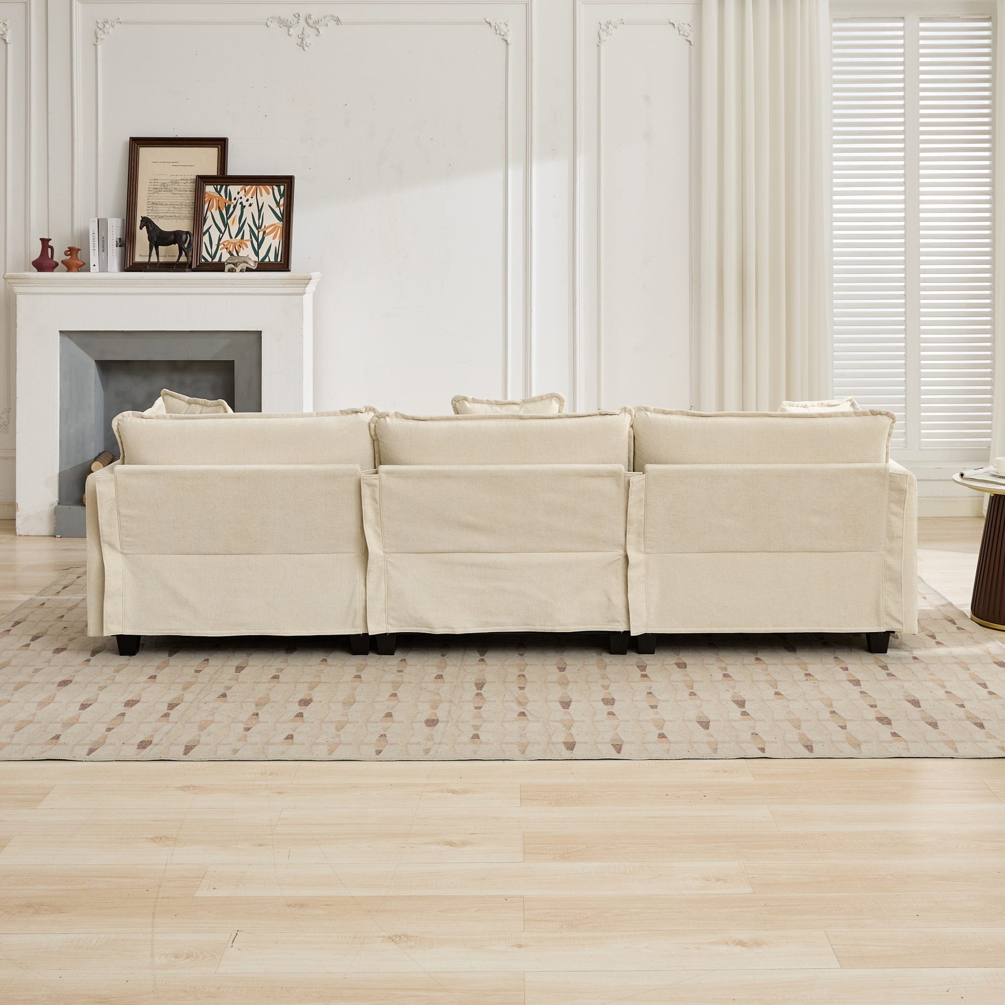 Cloud Sofa Chenille Fabric in Beige - Ottoman not included