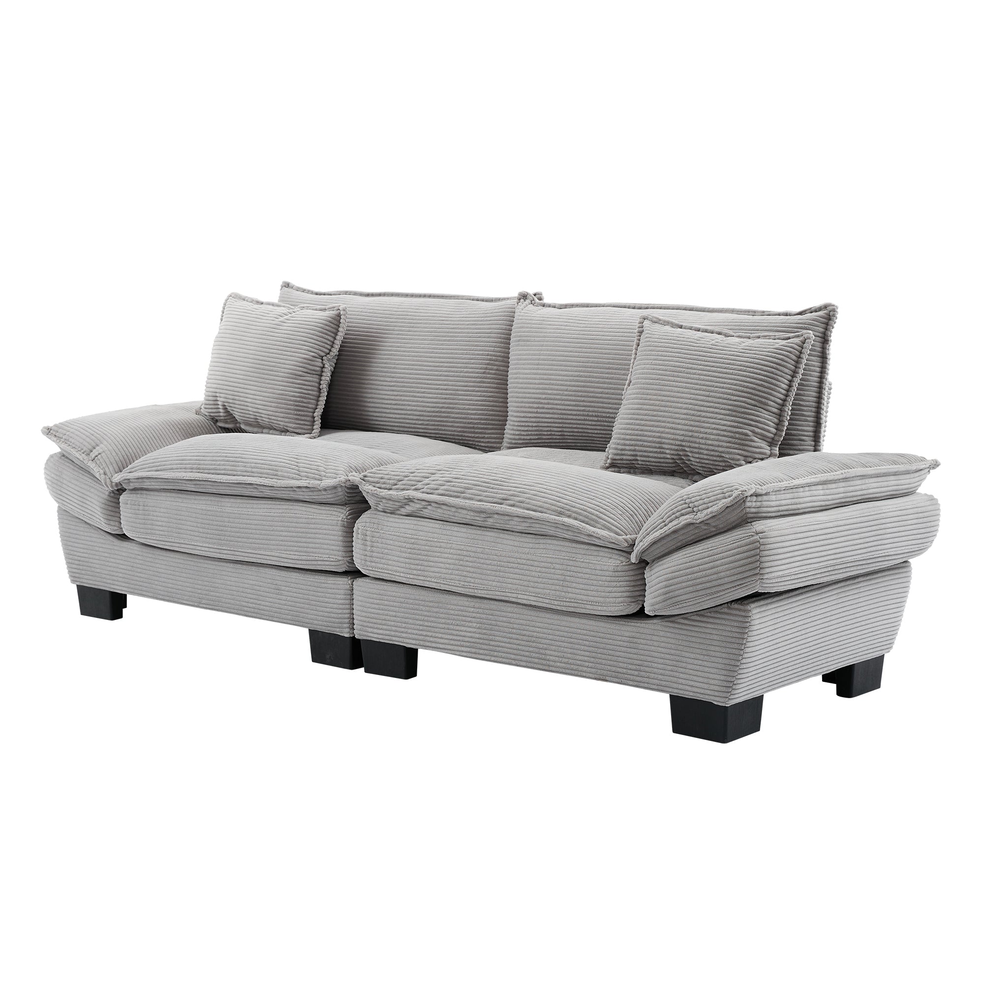 Corduroy Sofa Sleeper Couch Loveseat Sofa with Pillows - Light Gray