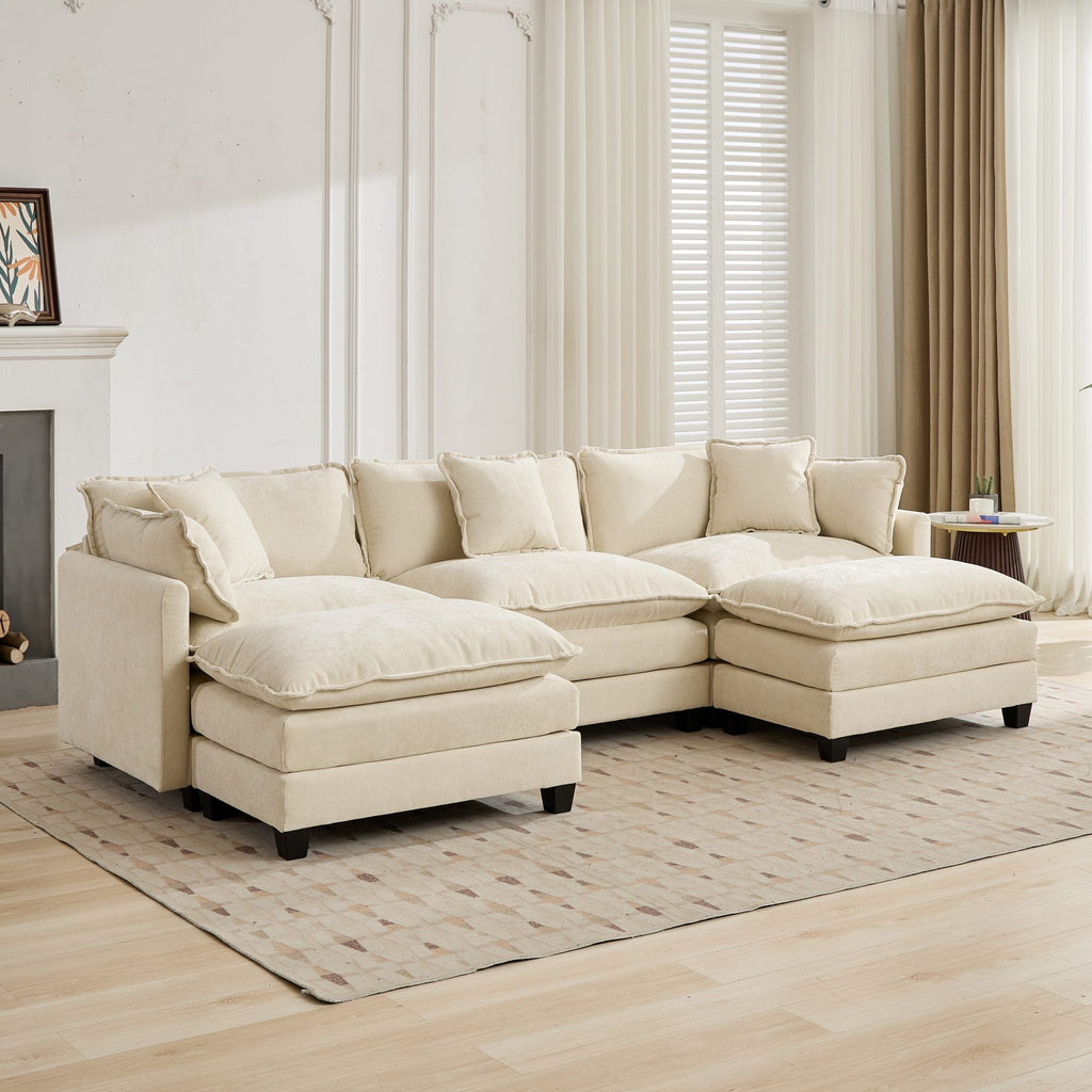Cloud Sofa Chenille Fabric in Beige - Ottoman not included