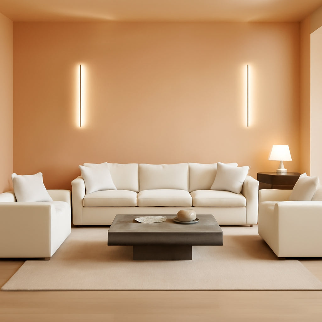 3 Piece Chenille Sofa Set with 7 Pillows - Beige