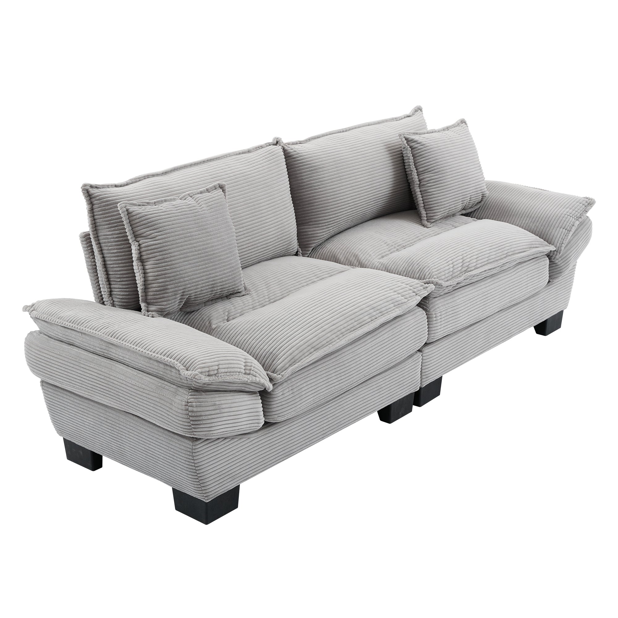 Corduroy Sofa Sleeper Couch Loveseat Sofa with Pillows - Light Gray