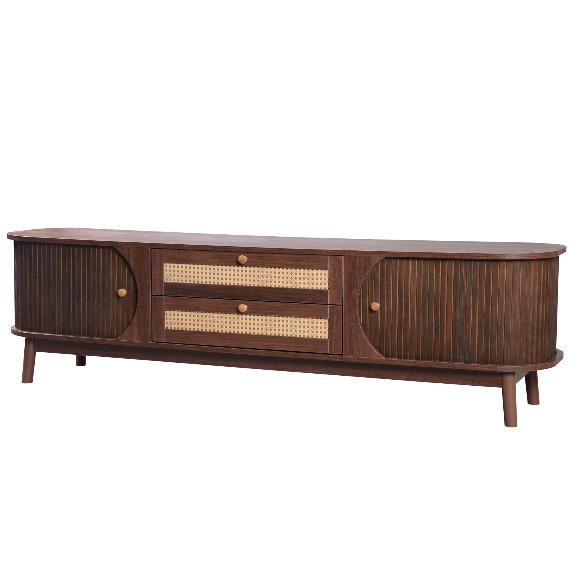 Modern Farmhouse Rattan TV Stand
