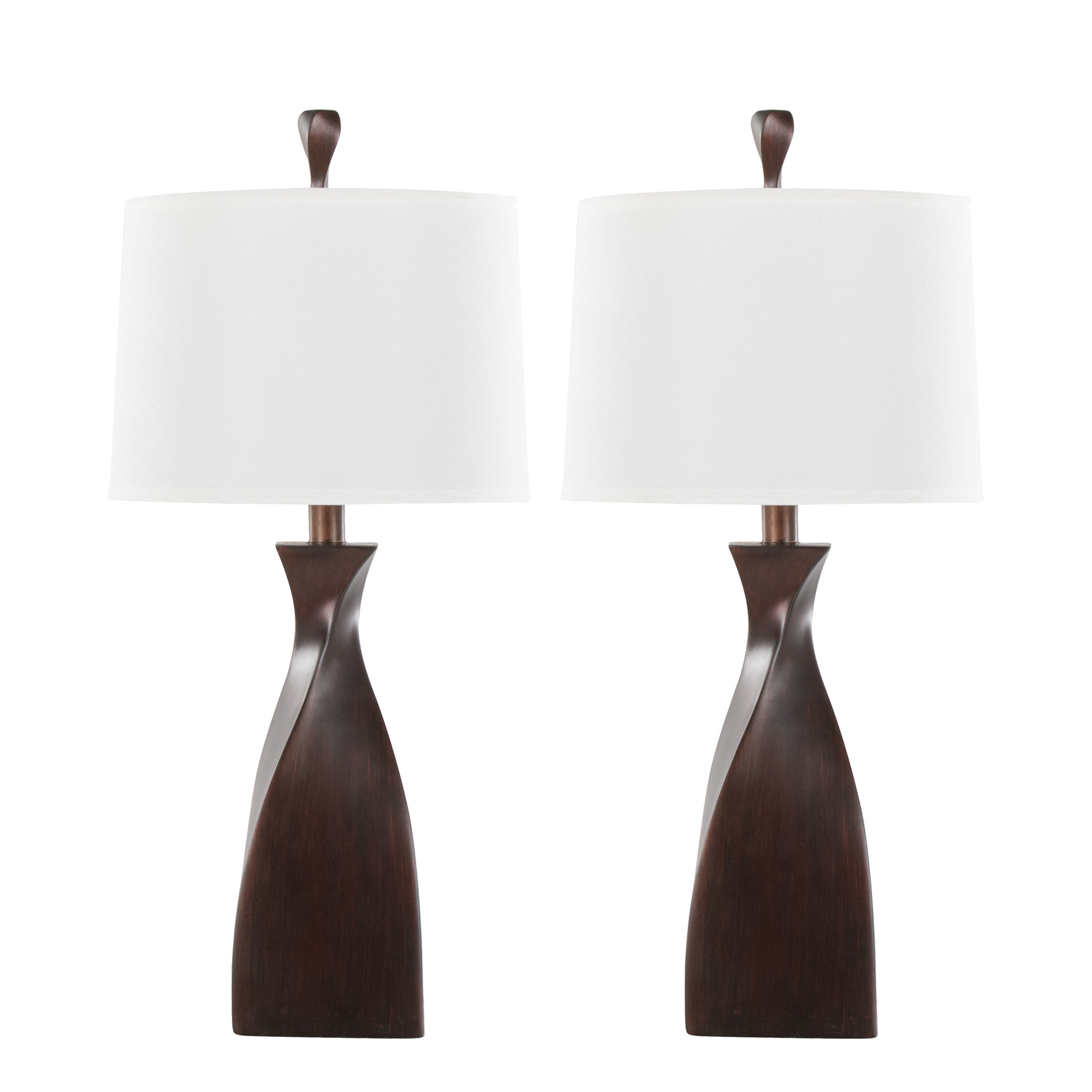 Curvo 2-Piece Copper Bronze Polyresin Table Lamps with Linen Shade