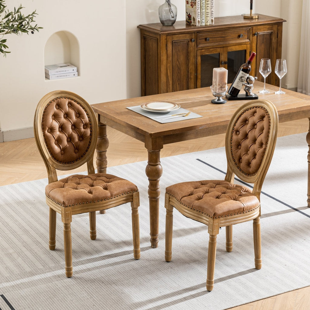 Set of 2 French Style Solid Wood Dining Chairs