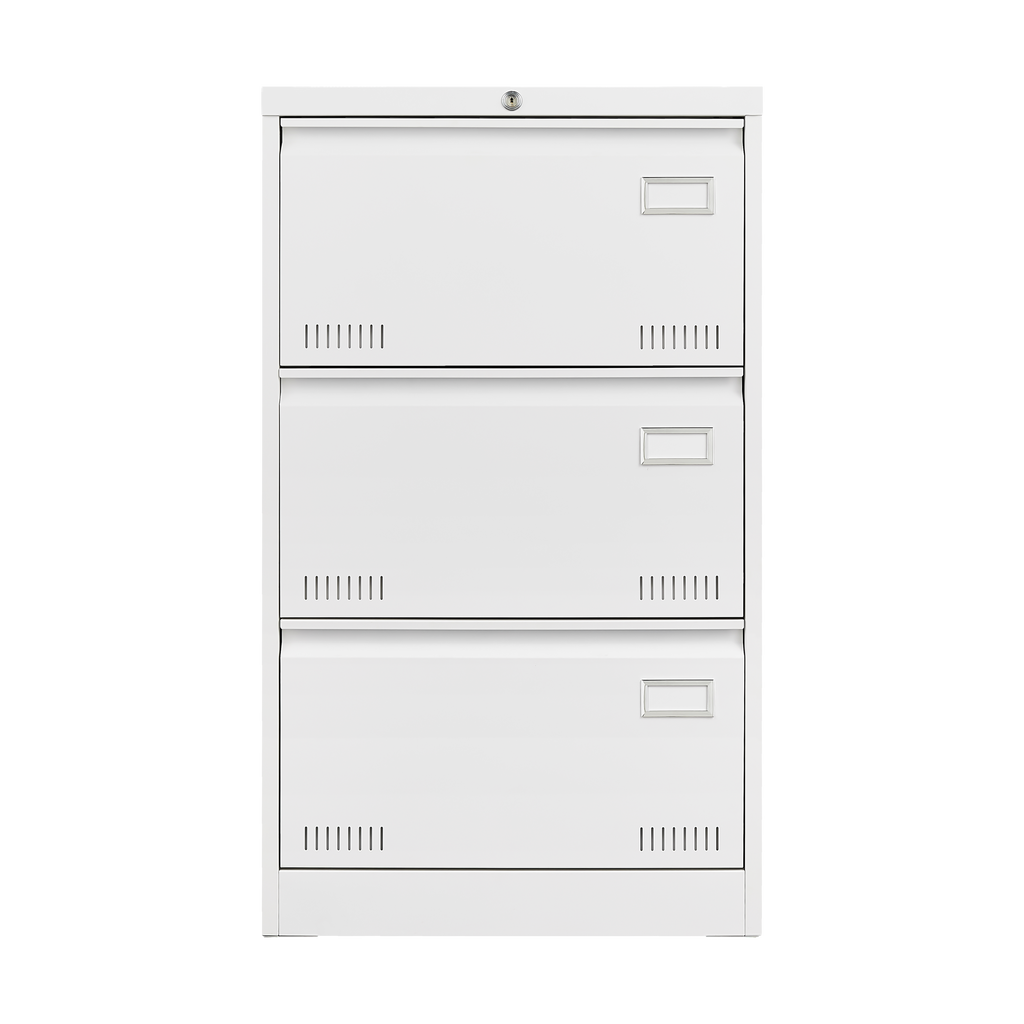 3 Drawer White Filing Cabinet with Lock