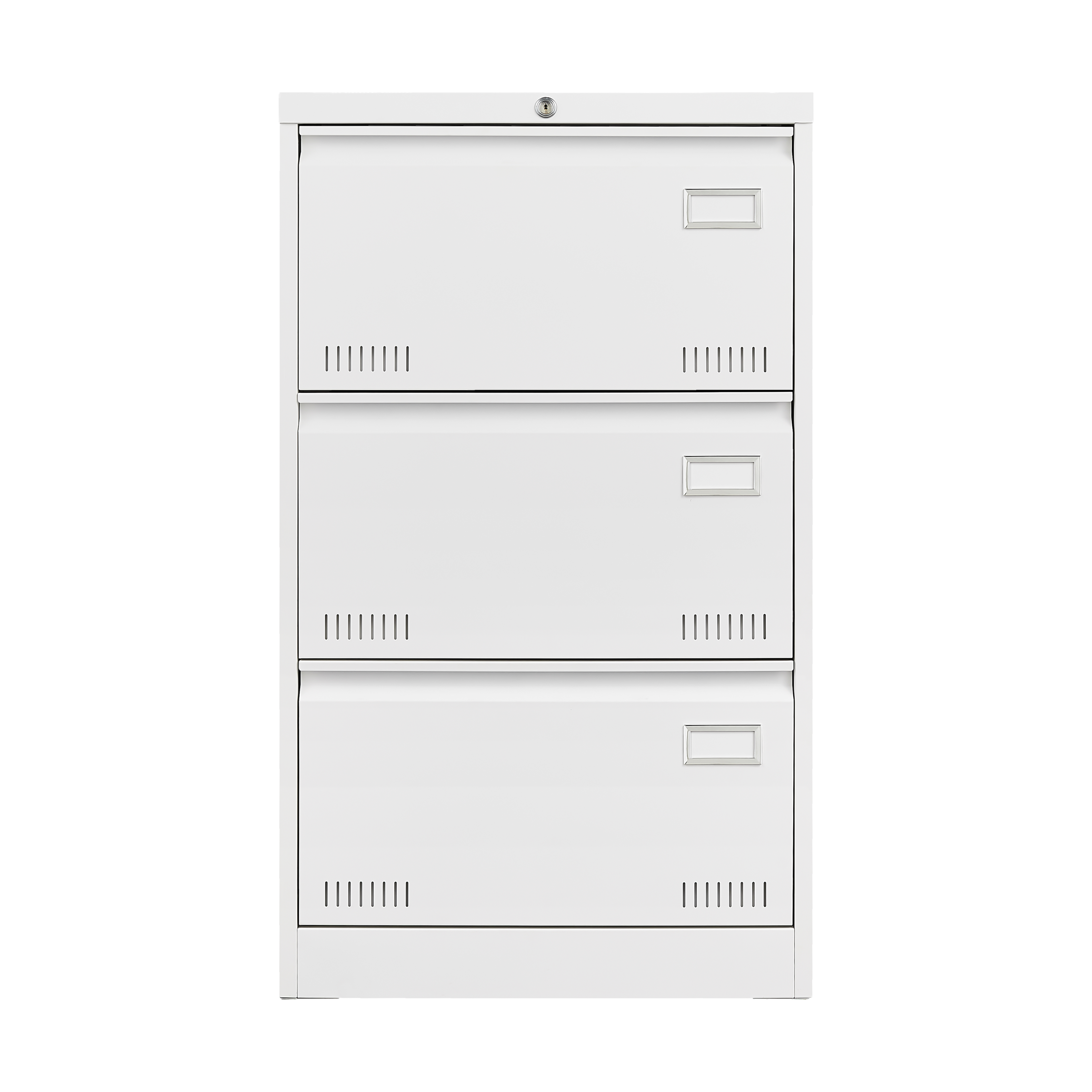 3 Drawer White Filing Cabinet with Lock
