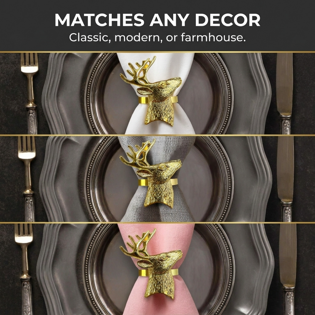 Gold Deer Decorative Napkin Rings