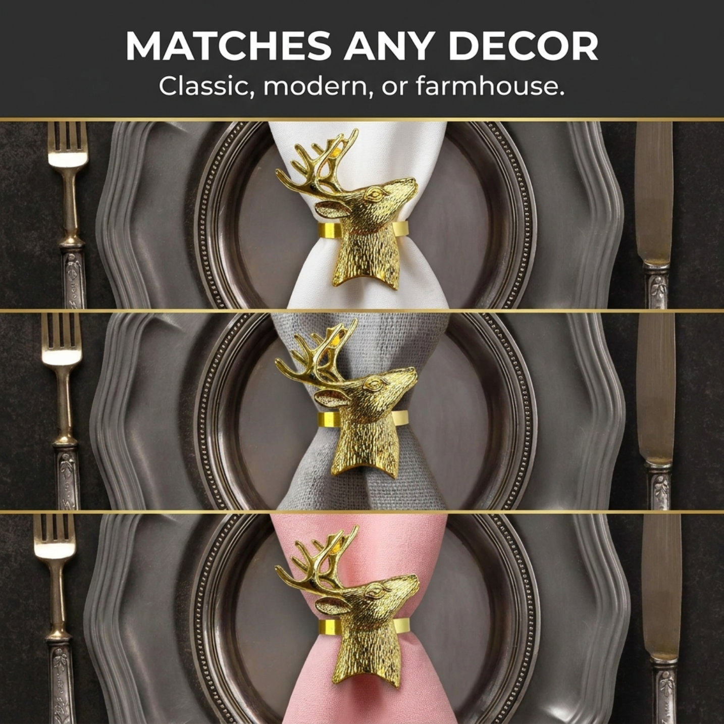 Gold Deer Decorative Napkin Rings
