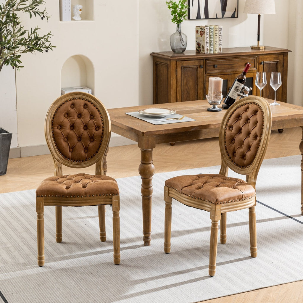 Set of 2 French Style Solid Wood Dining Chairs