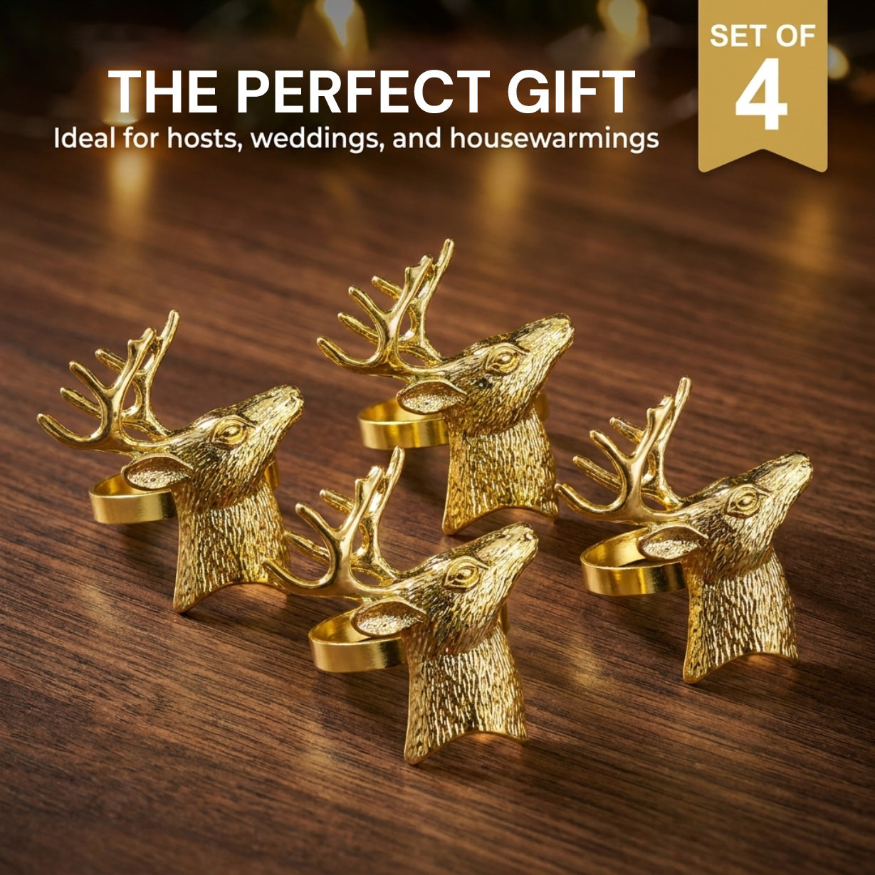Gold Deer Decorative Napkin Rings