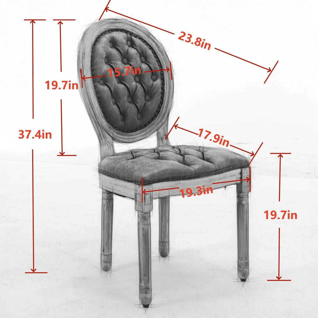 Set of 2 French Style Solid Wood Dining Chairs