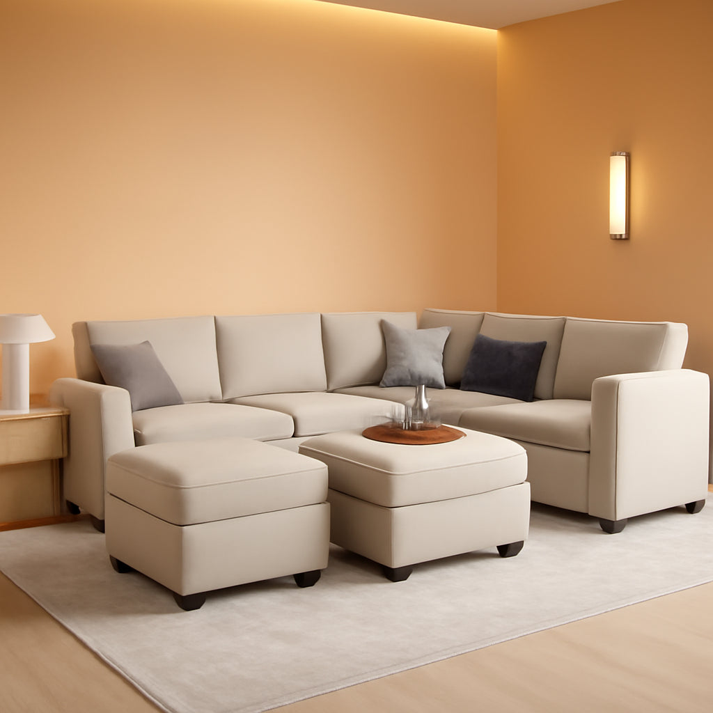 Modular U Shaped Velvet Sectional Sofa With Storage - Gray