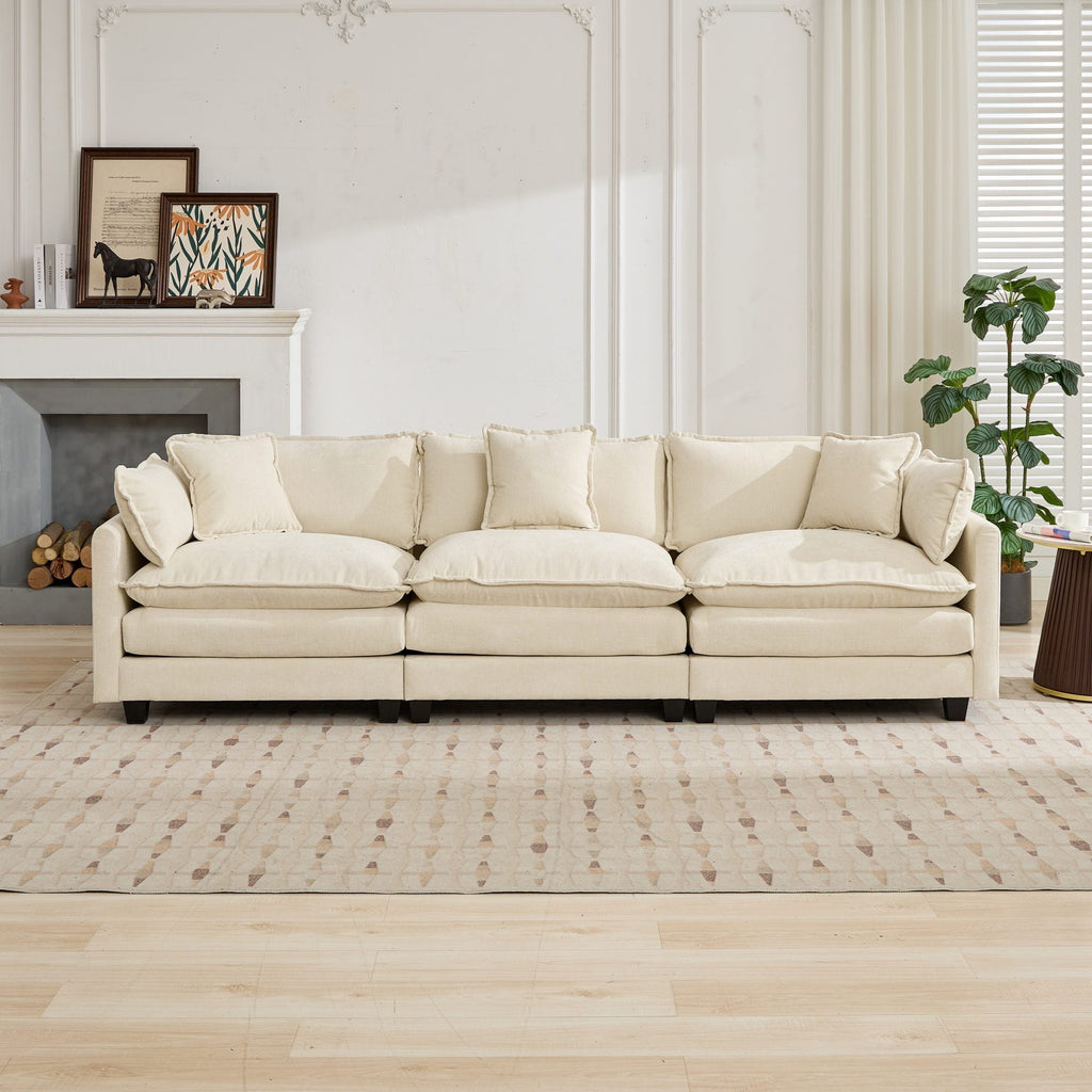Cloud Sofa Chenille Fabric in Beige - Ottoman not included