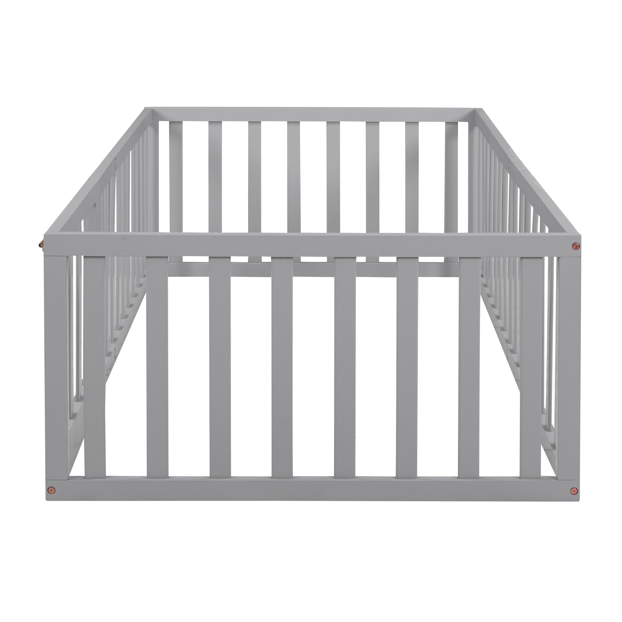Twin Size Wood Daybed Frame with Fence Gray