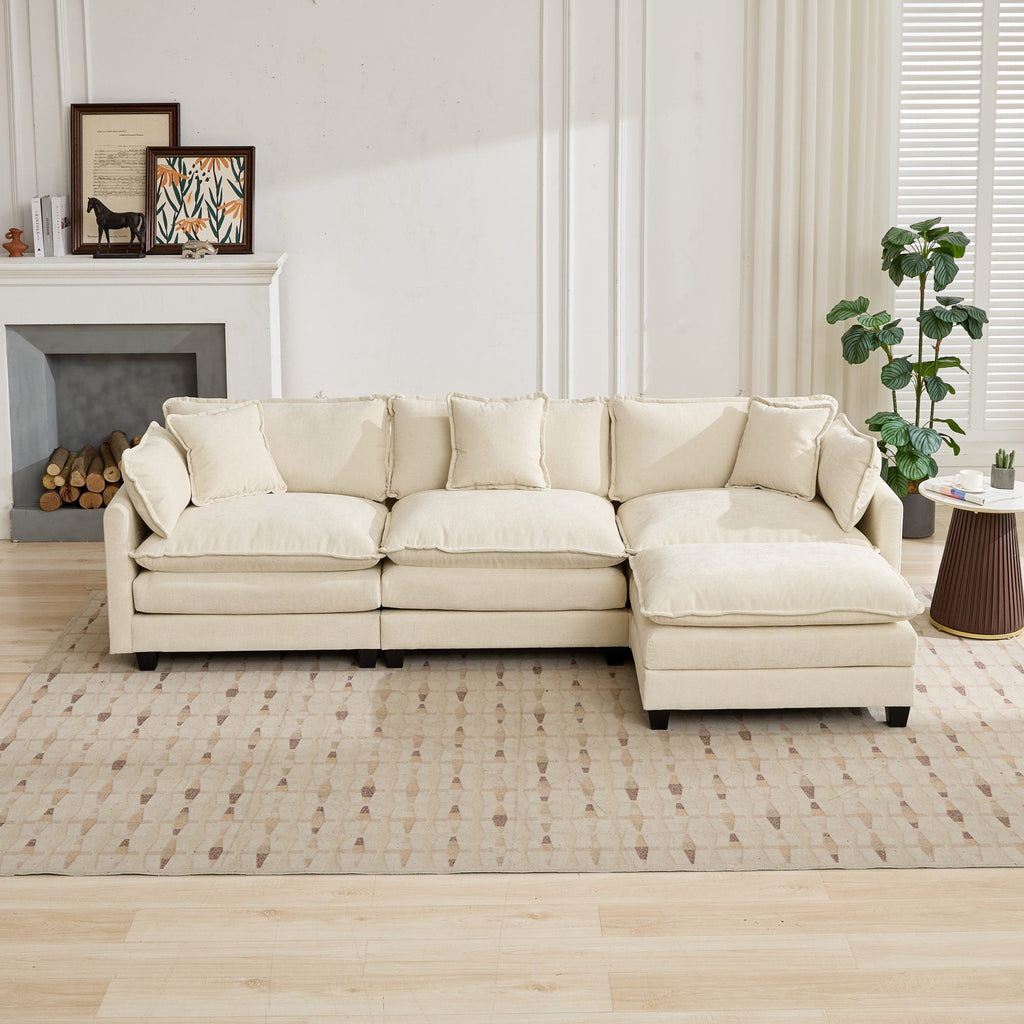 Cloud Sofa Chenille Fabric in Beige - Ottoman not included