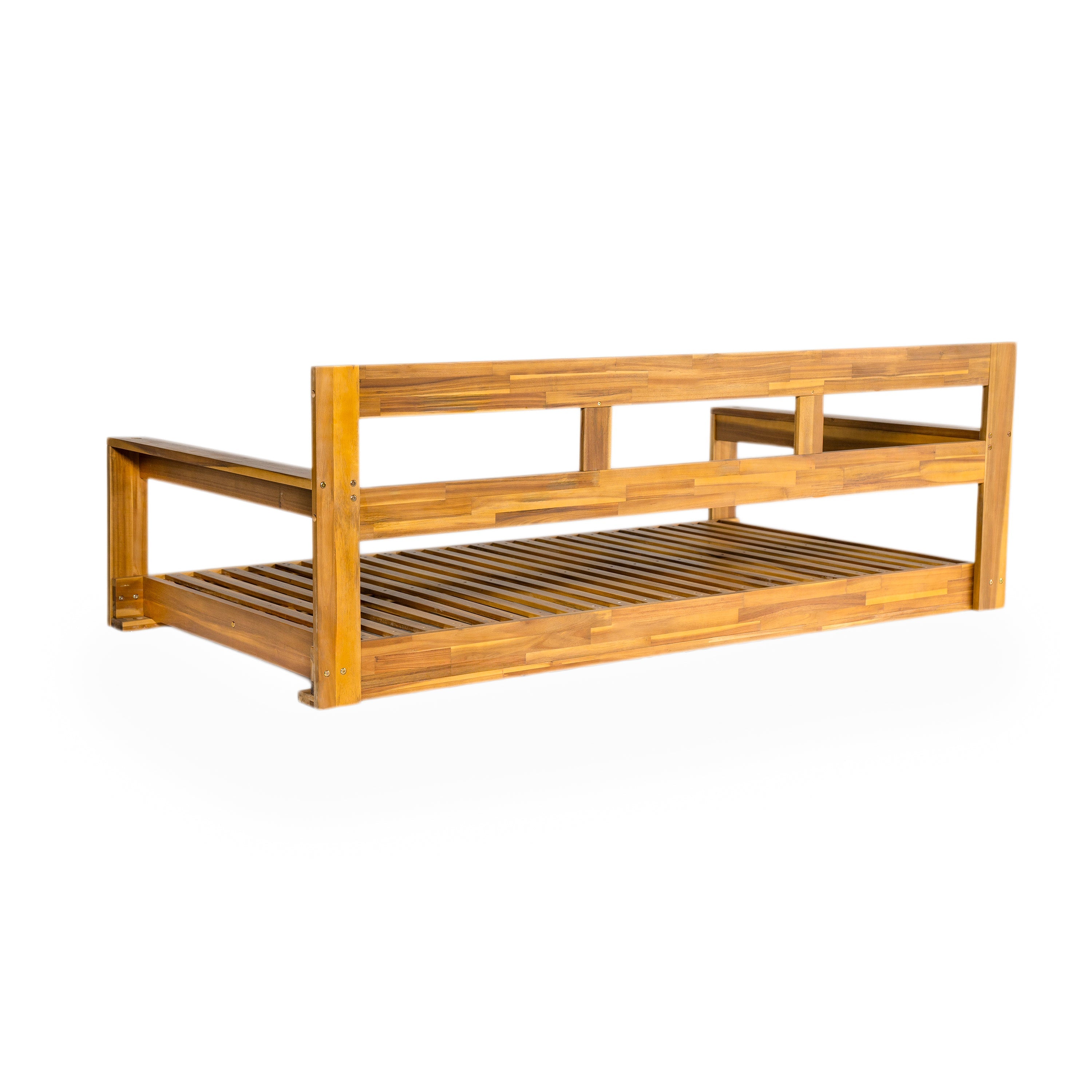 TOPMAX Patio Wooden Twin Size Porch Swing Daybed Frame
