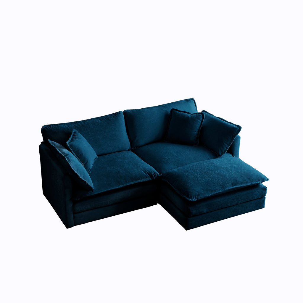 Comfy Chenille Double Sofa with Ottoman