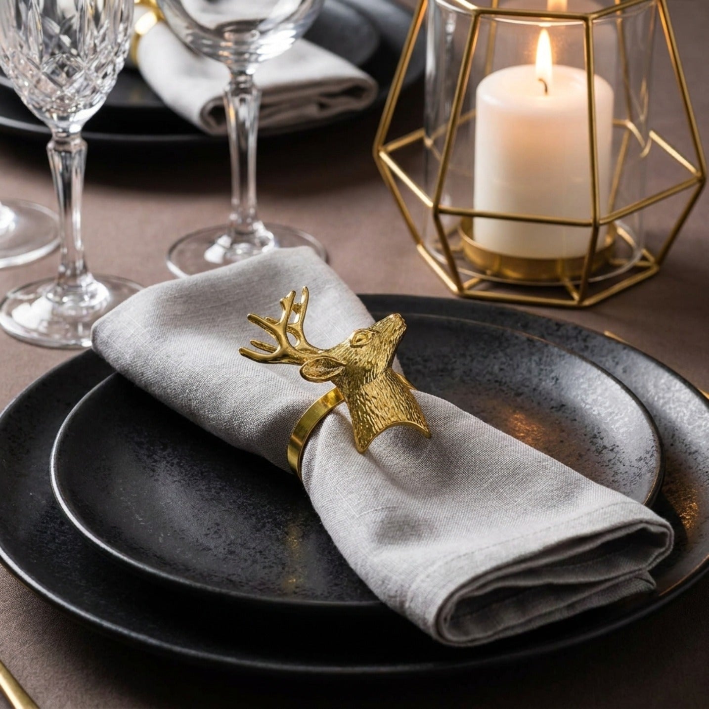 Gold Deer Decorative Napkin Rings
