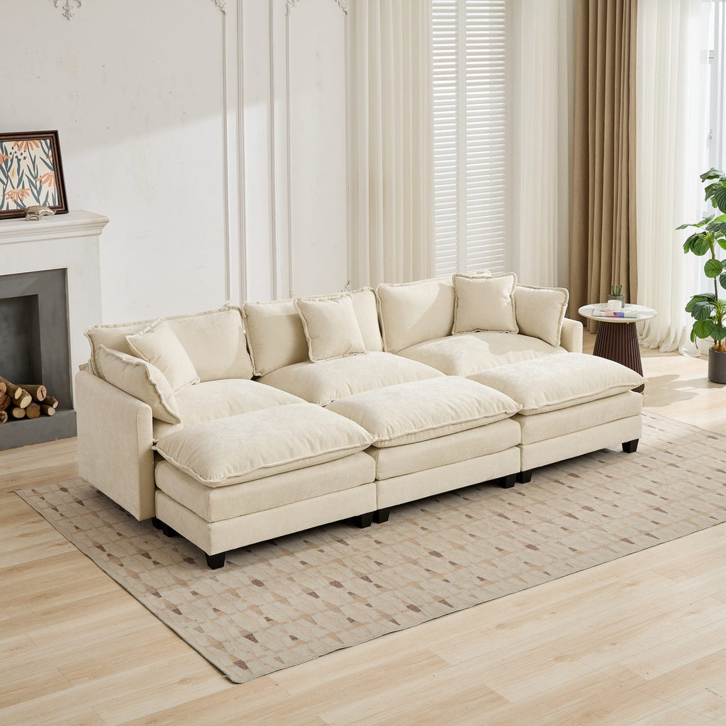Cloud Sofa Chenille Fabric in Beige - Ottoman not included