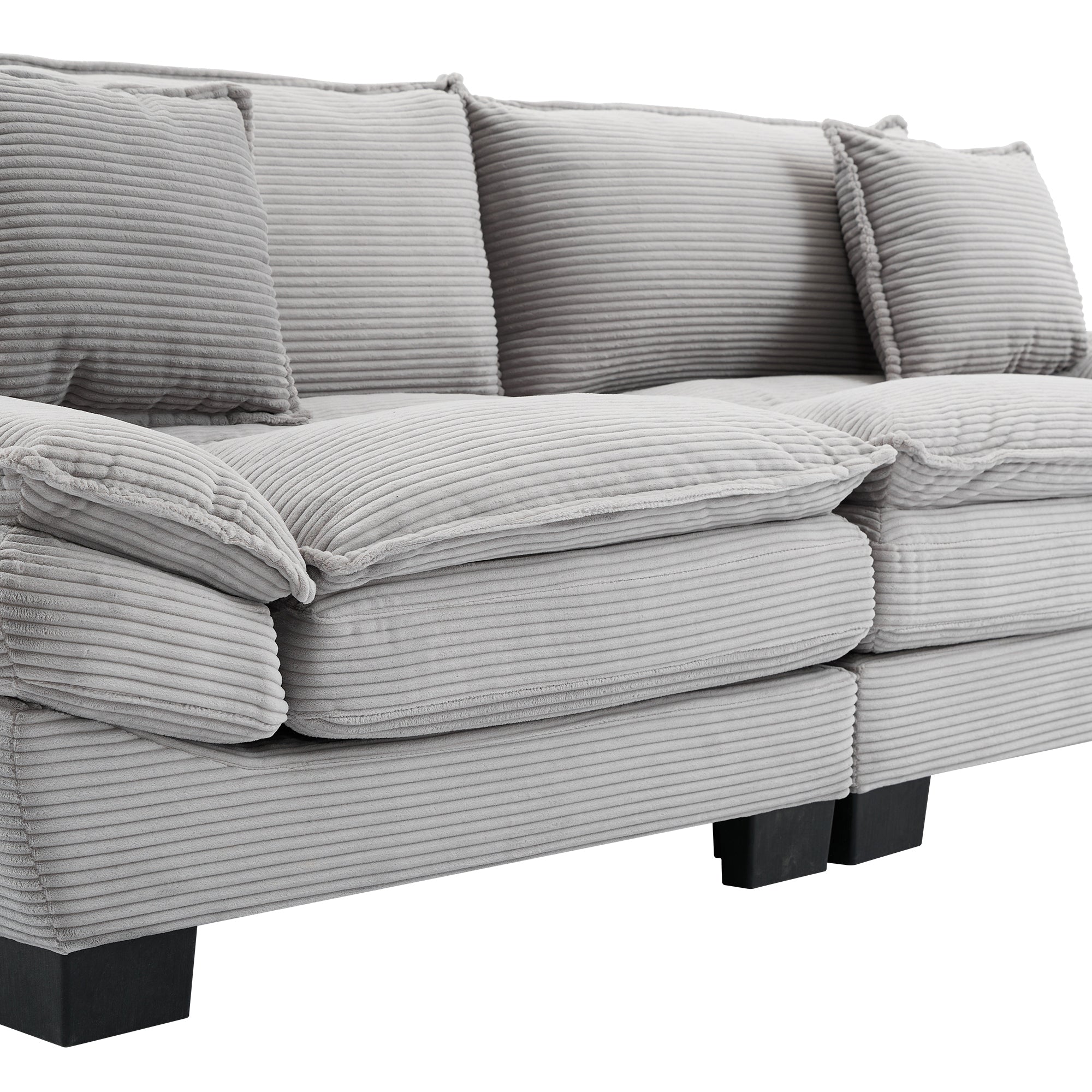 Corduroy Sofa Sleeper Couch Loveseat Sofa with Pillows - Light Gray