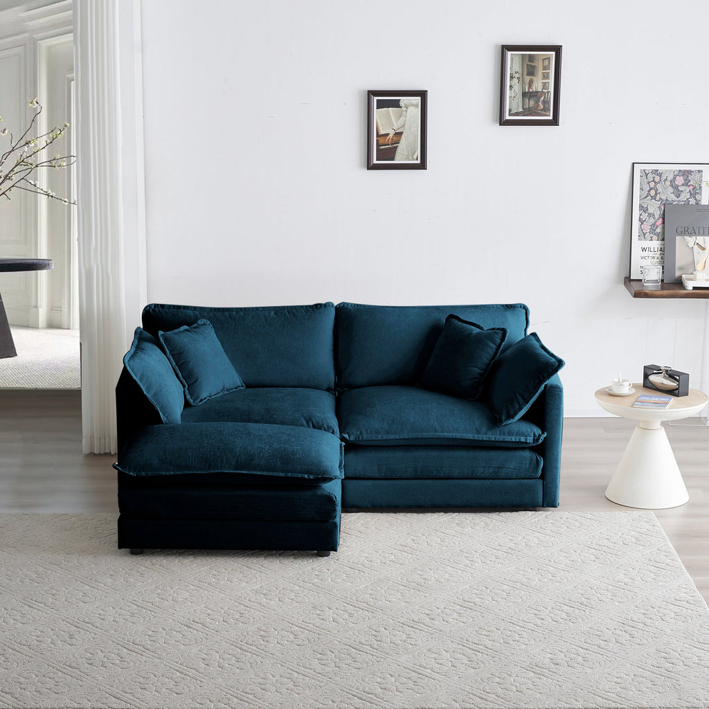 Comfy Chenille Double Sofa with Ottoman