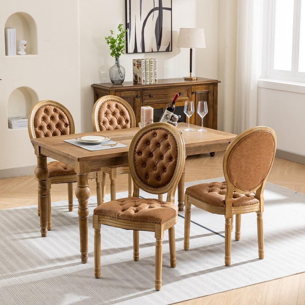 Set of 2 French Style Solid Wood Dining Chairs