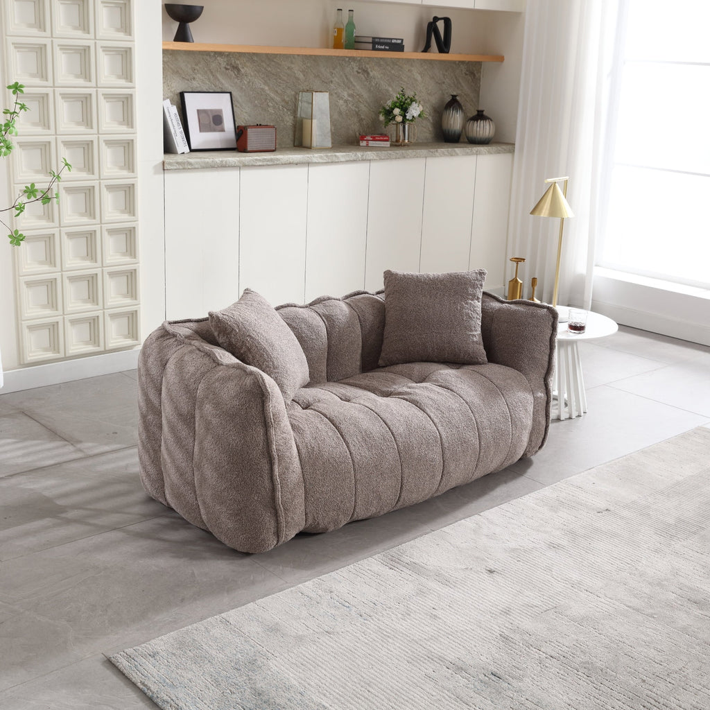Cozy Beanbag Chair with High Resilience Foam Core in Gray