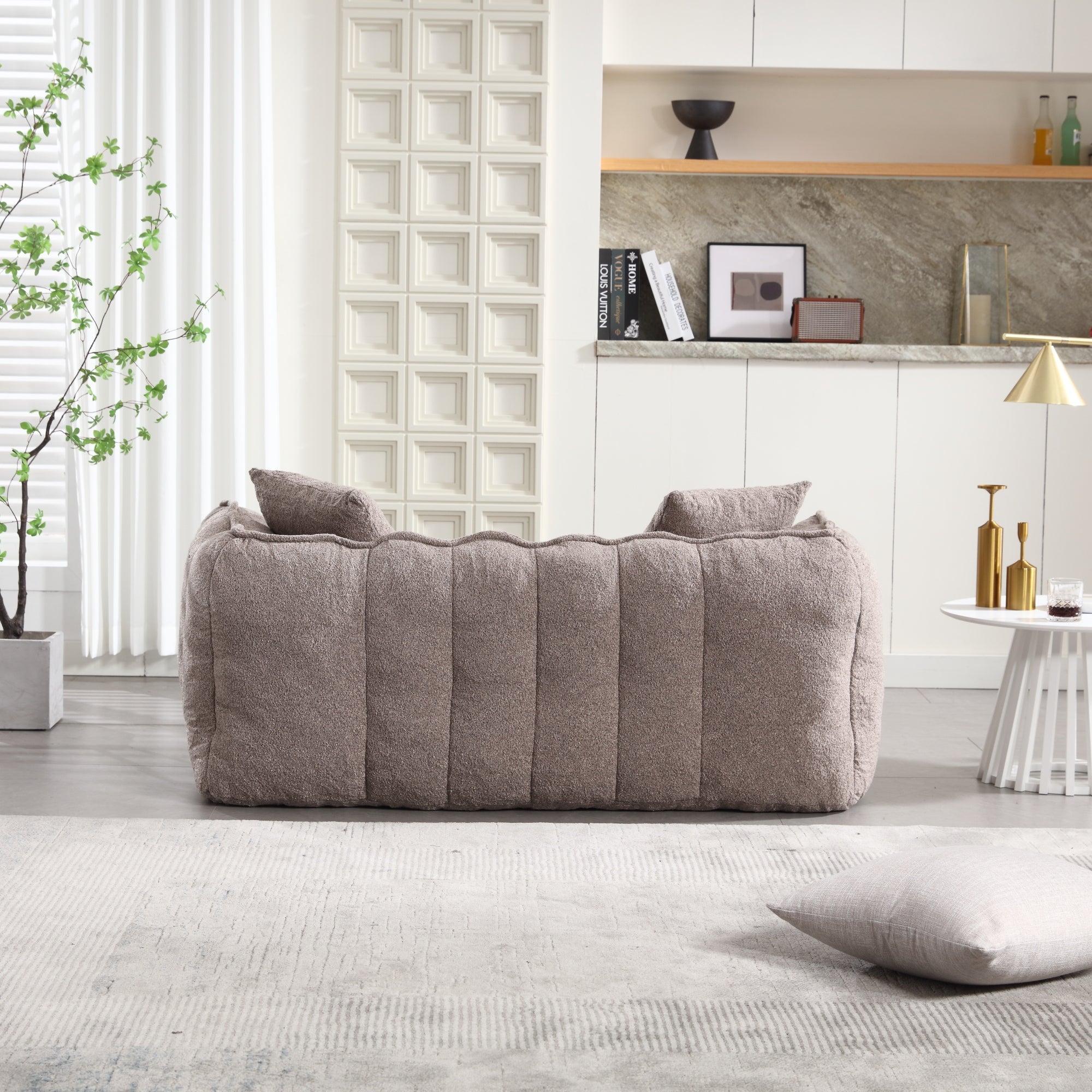 Cozy Beanbag Chair with High Resilience Foam Core in Gray